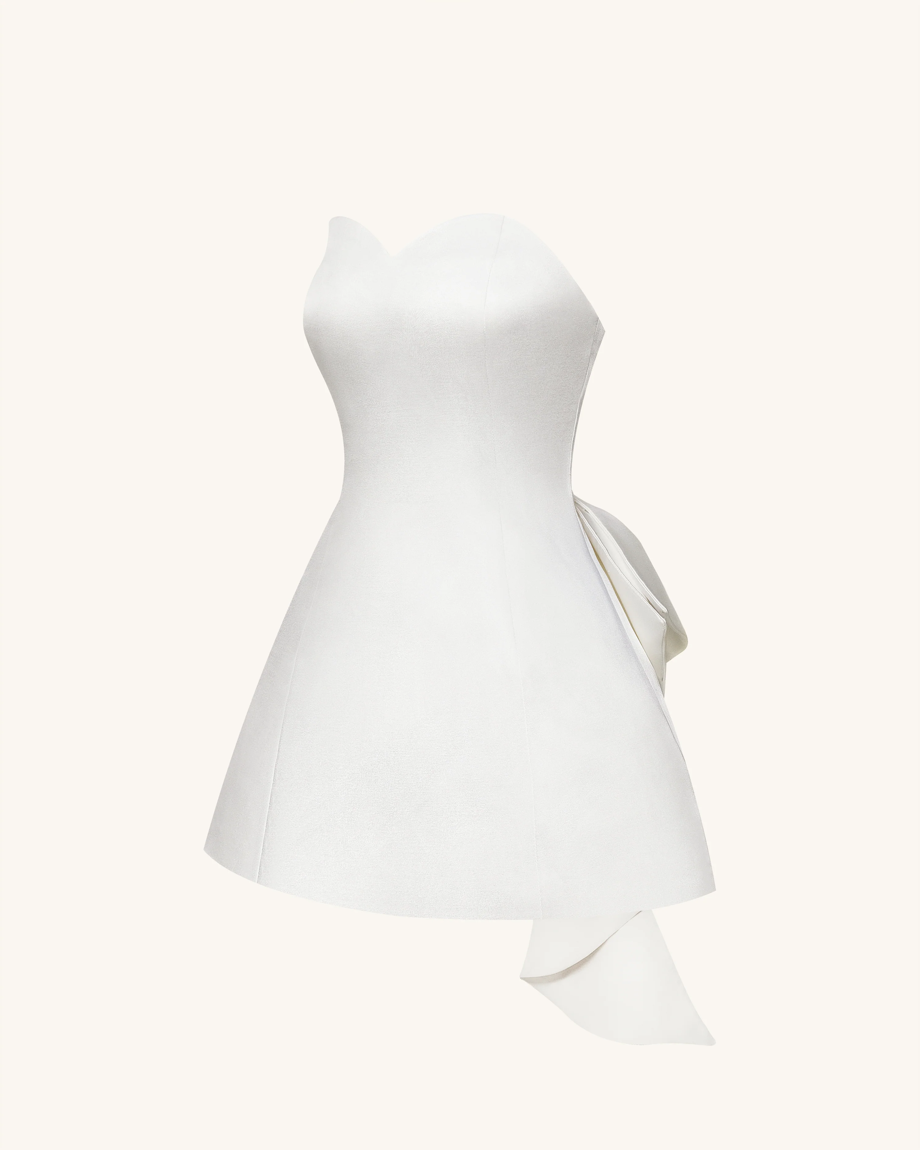 Satin Strapless Bow-Back Mini Dress - White - luluinthesky