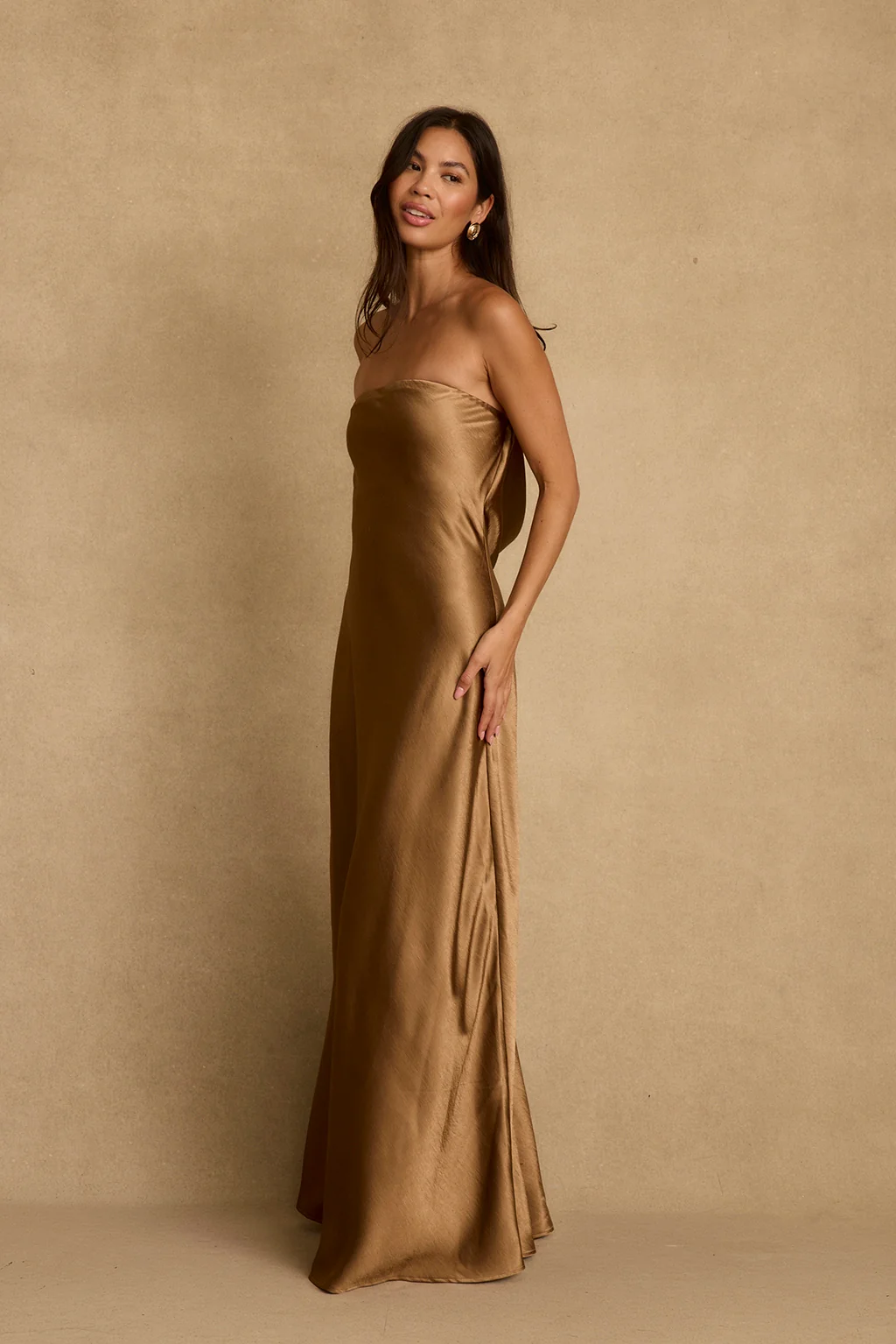 Natalia Bronze Strapless Maxi Dress
