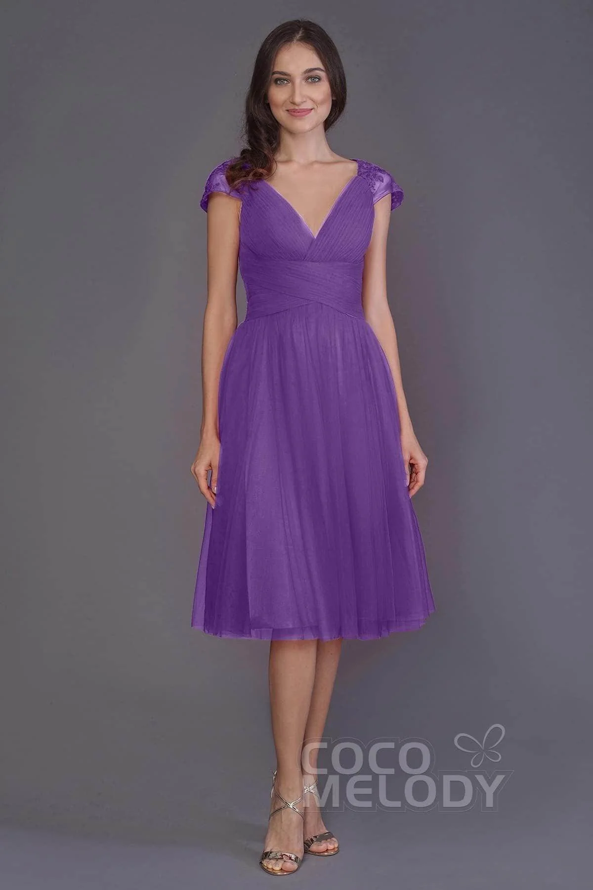 A-Line Knee Length Tulle Bridesmaid Dress PR3515