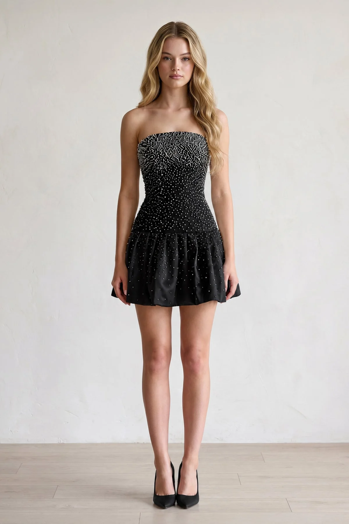 Aqua Pearl A-Line Strapless Satin Homecoming Dress With Lace-up Back