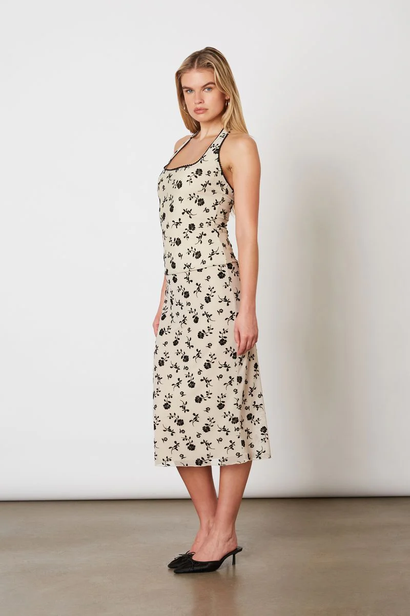 Flocked Velvet Mesh Halter Top