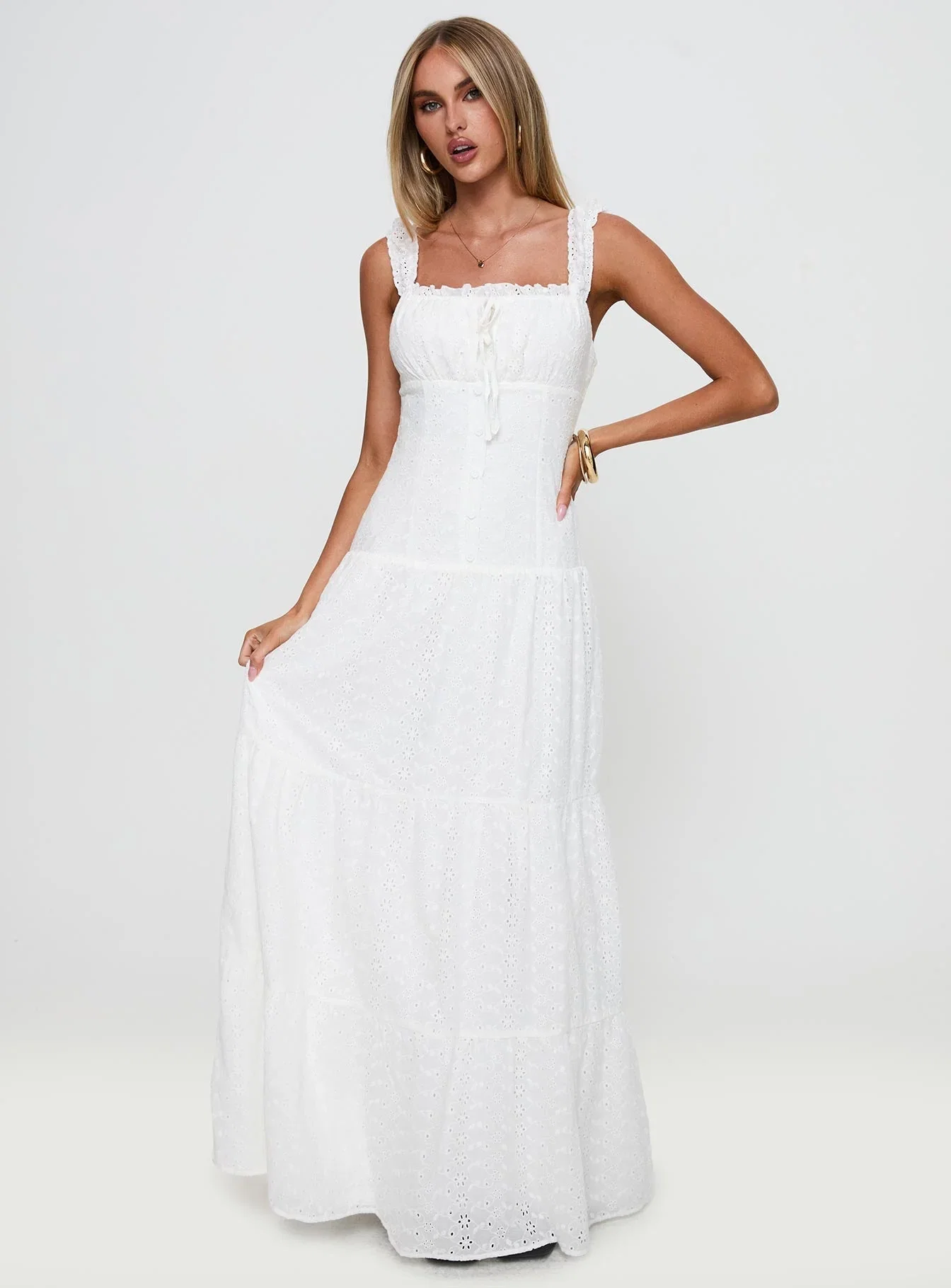 State Of Grace Embroidered Maxi Dress White