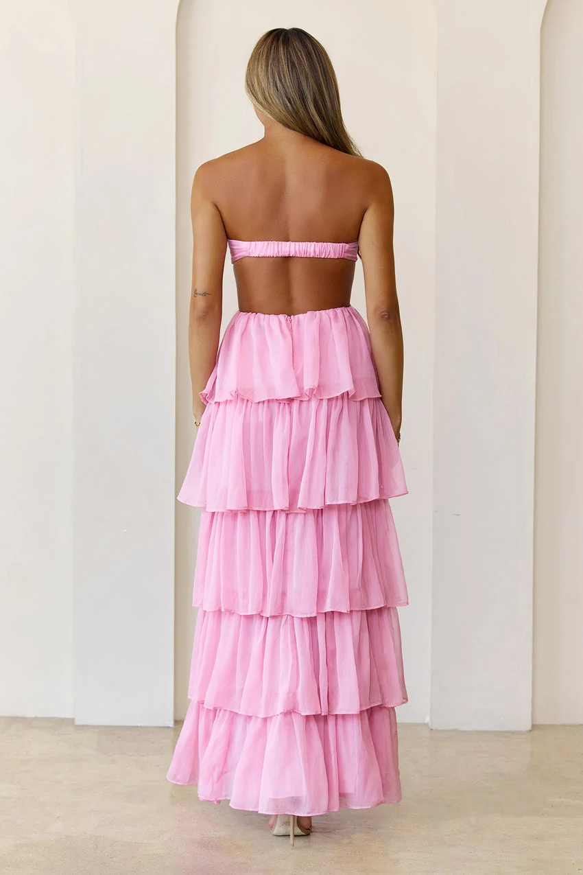 Luxe Mode Strapless Maxi Dress Pink - luluinthesky