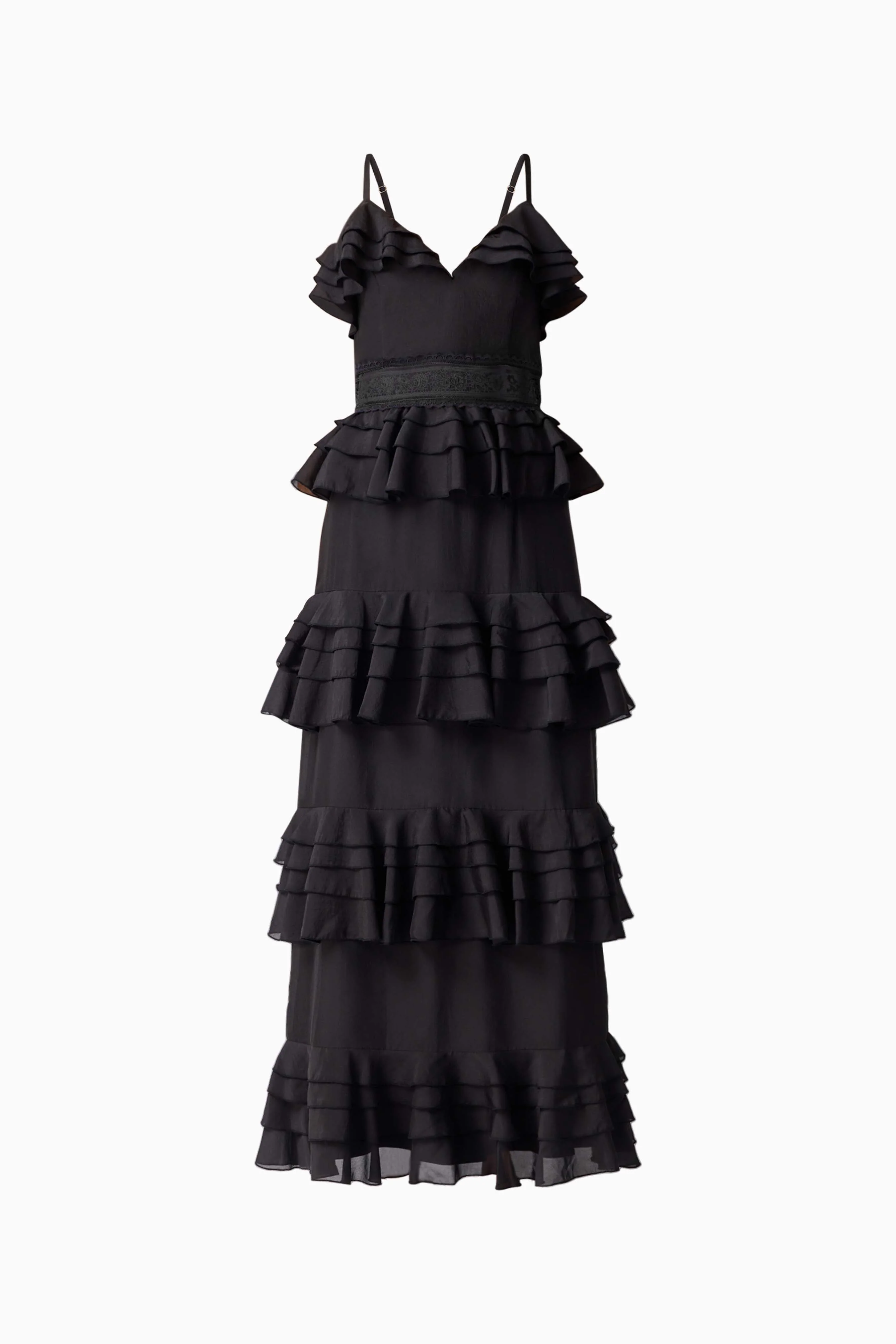 Lucinda Tiered Gown in Black
