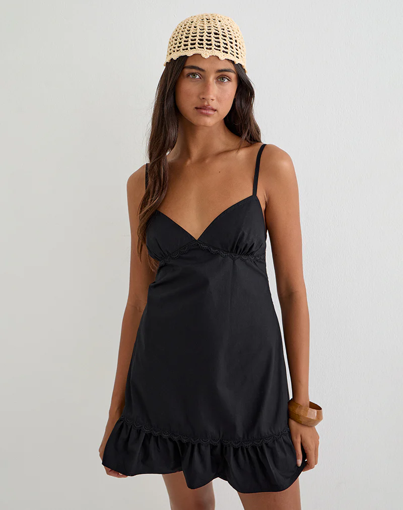 Tavita Mini Dress in Poplin Black