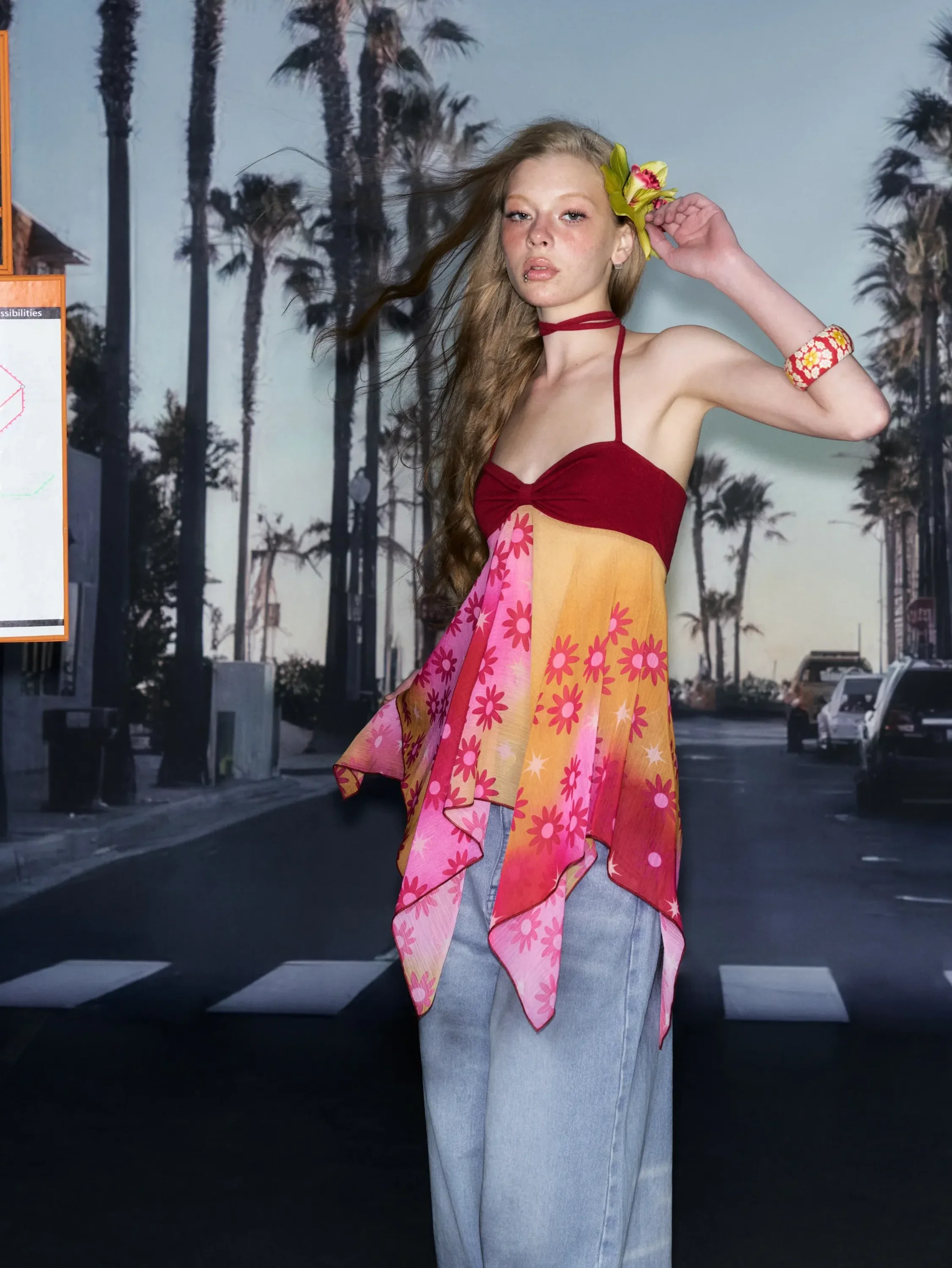 Printed Halter Slip Dress