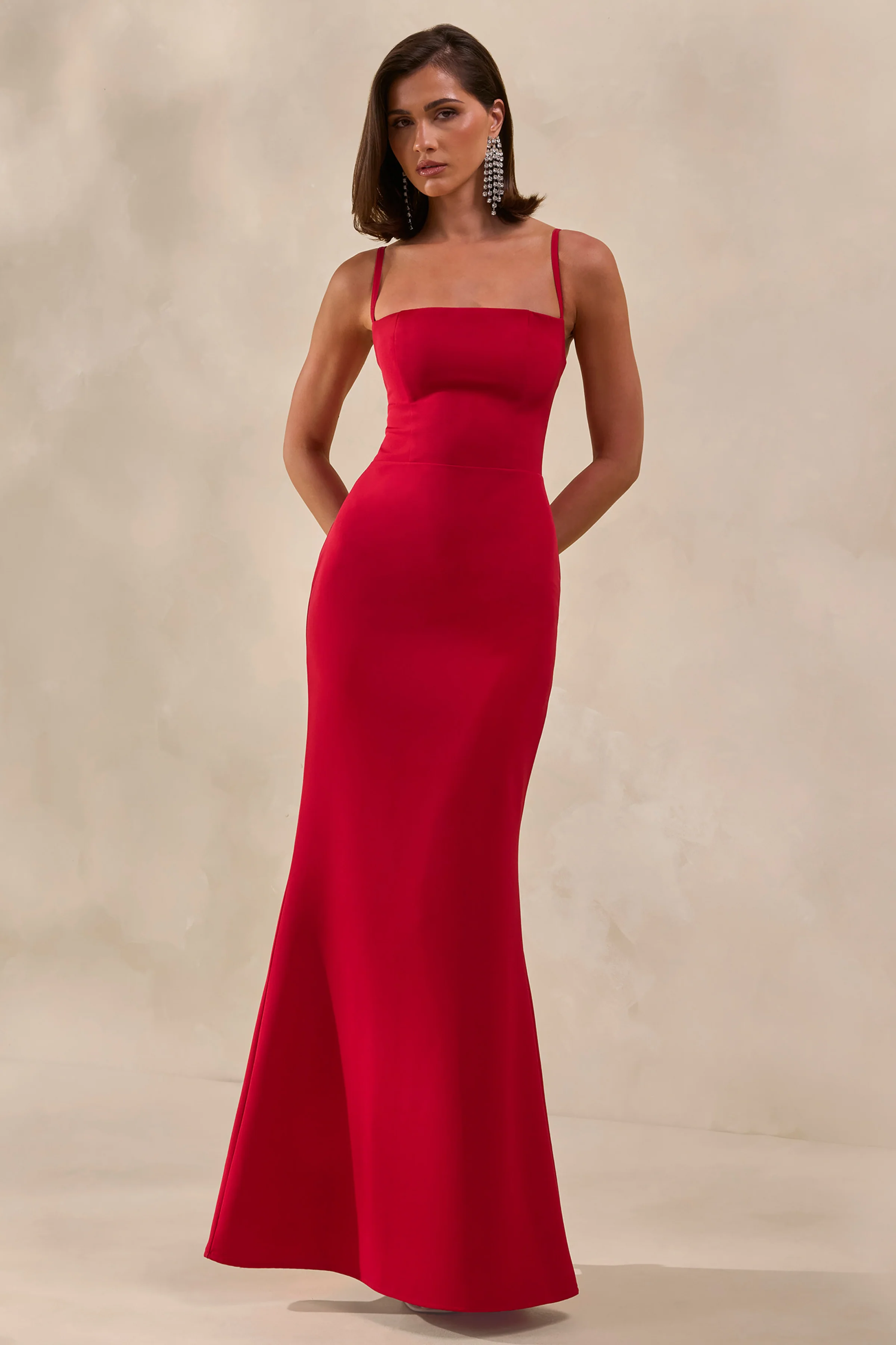 Zavira | Red Square-Neck Maxi Dress