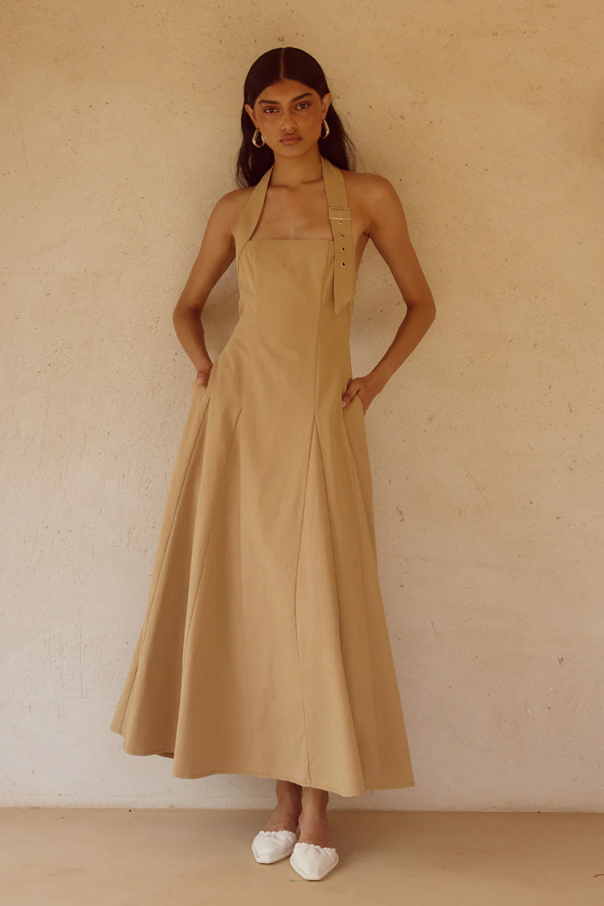 ASTRID HALTER MIDI DRESS - CAMEL