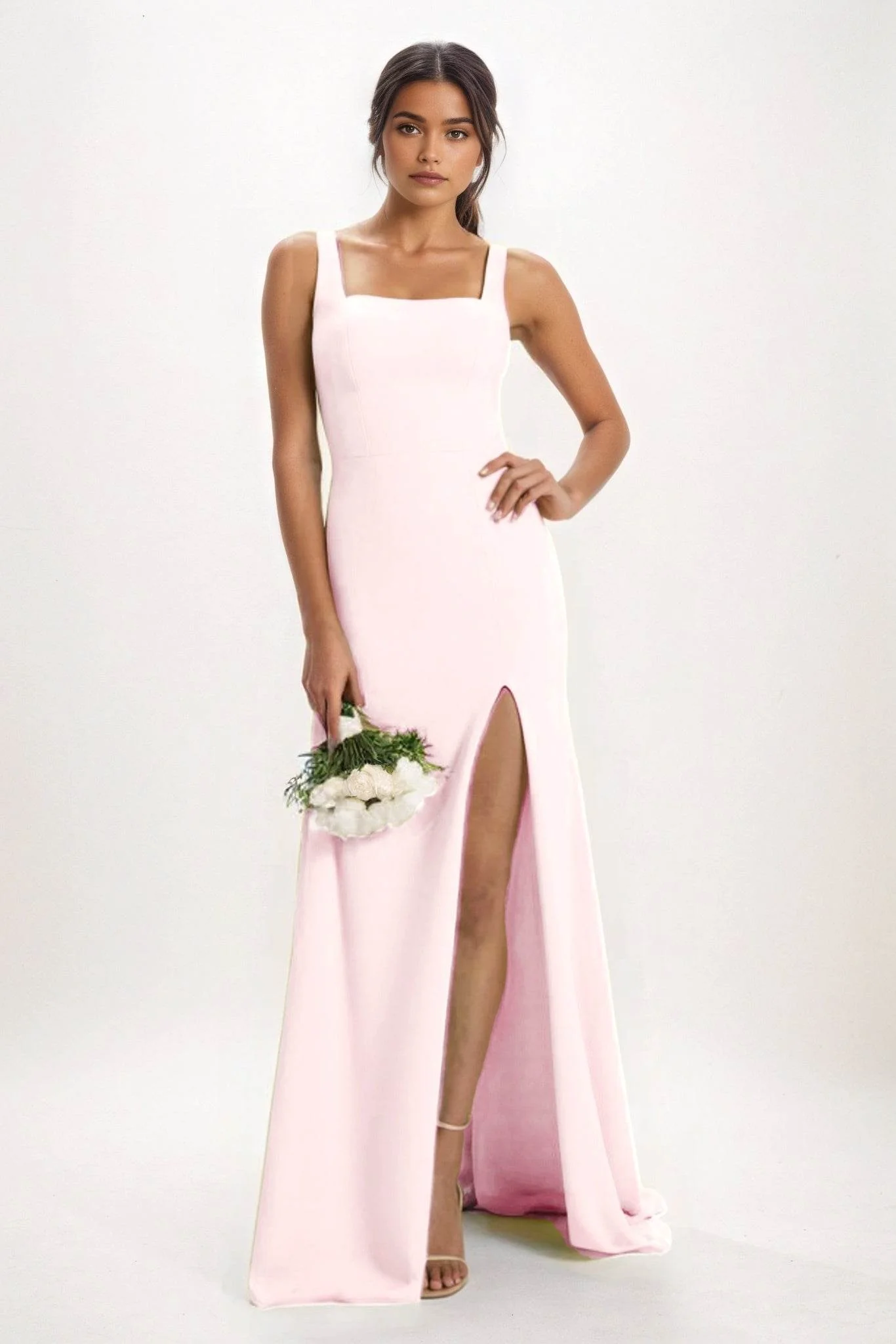Sheath-Column Maxi Chiffon Bridesmaid Dress CB0826