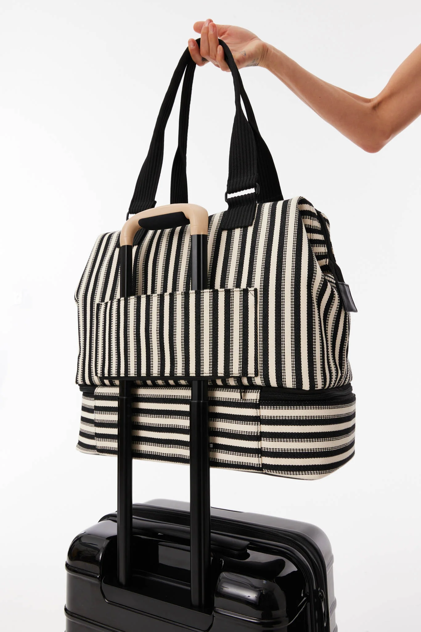 BEIS 'The Mini Weekender in Black Stripe