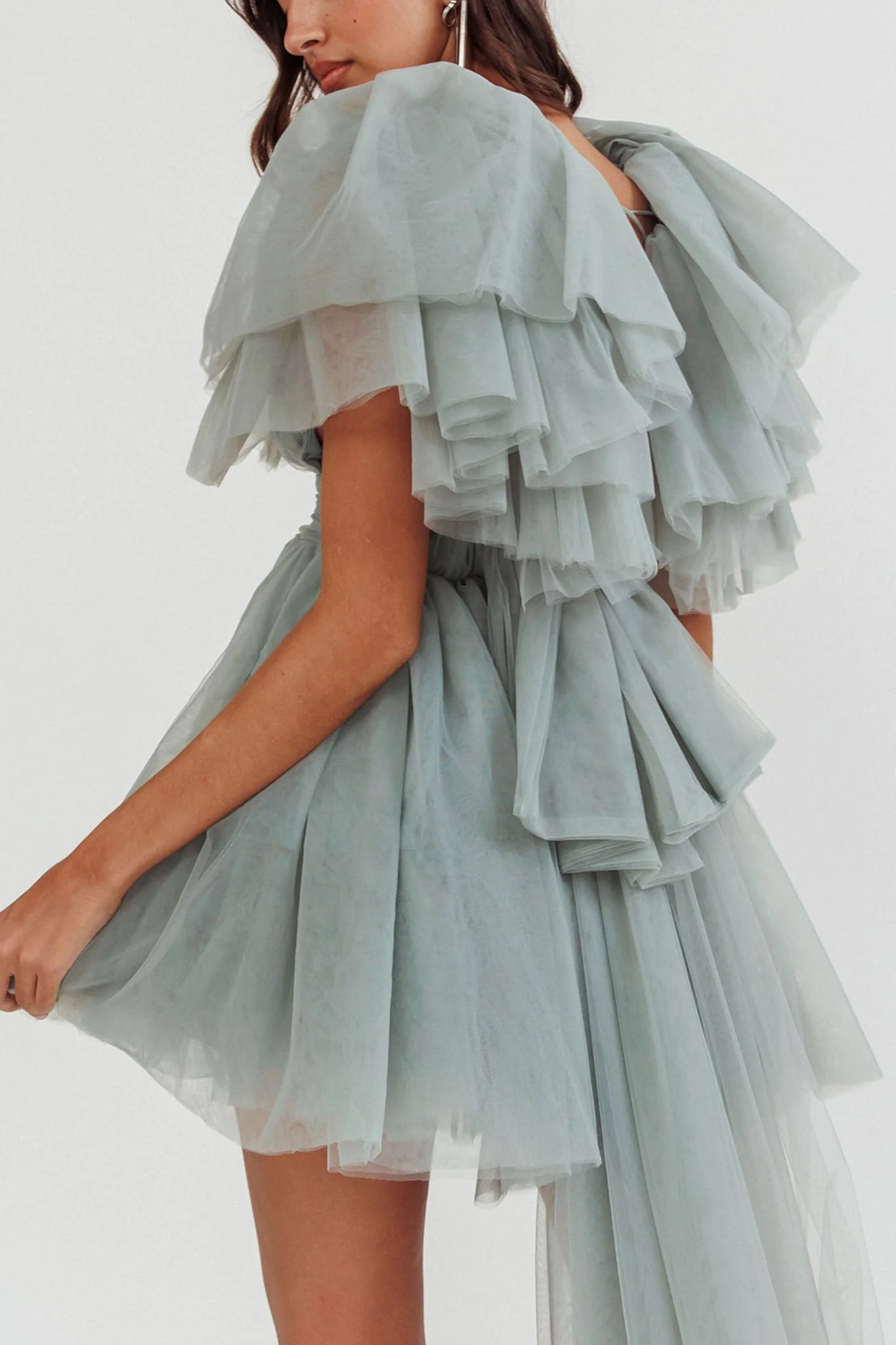 Star Power Tulle Train Mini Dress Pistachio - luluinthesky