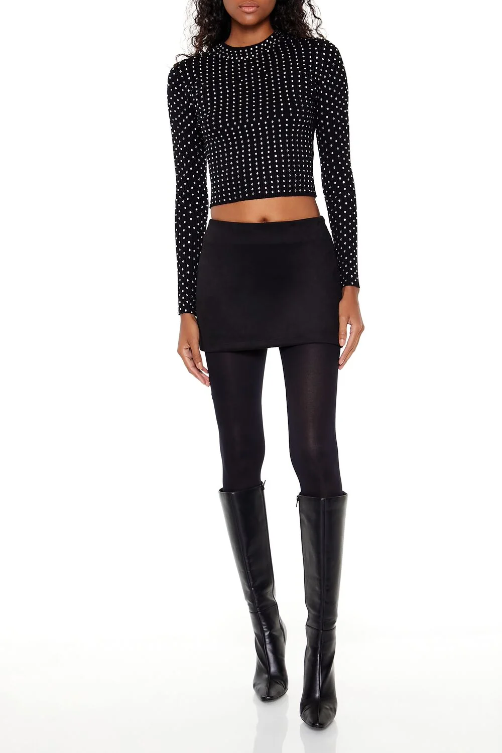 Rhinestone Cropped Sweater