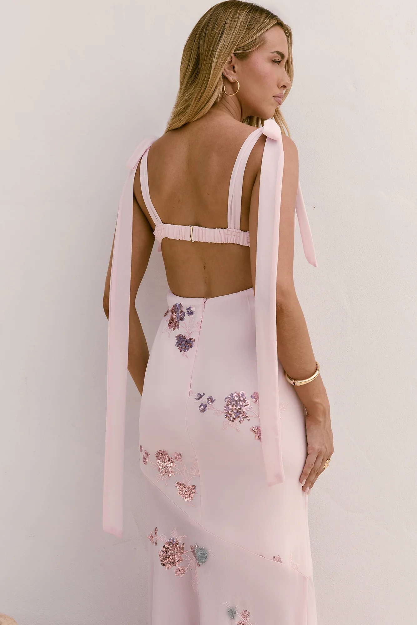 Shining Blooms Sequin Maxi Dress Pink - luluinthesky