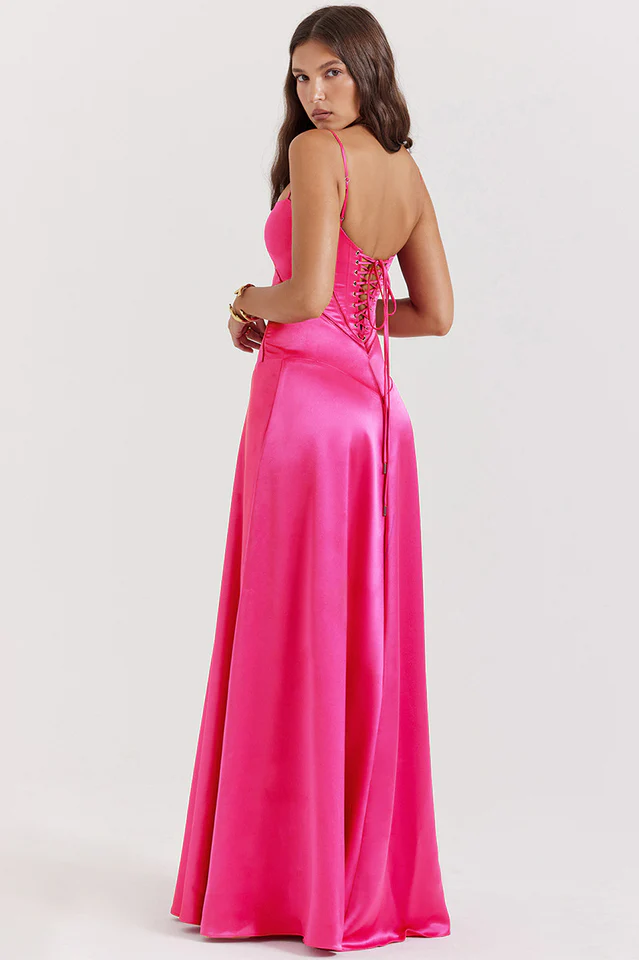 Anabella Black Lace Up Maxi Dress