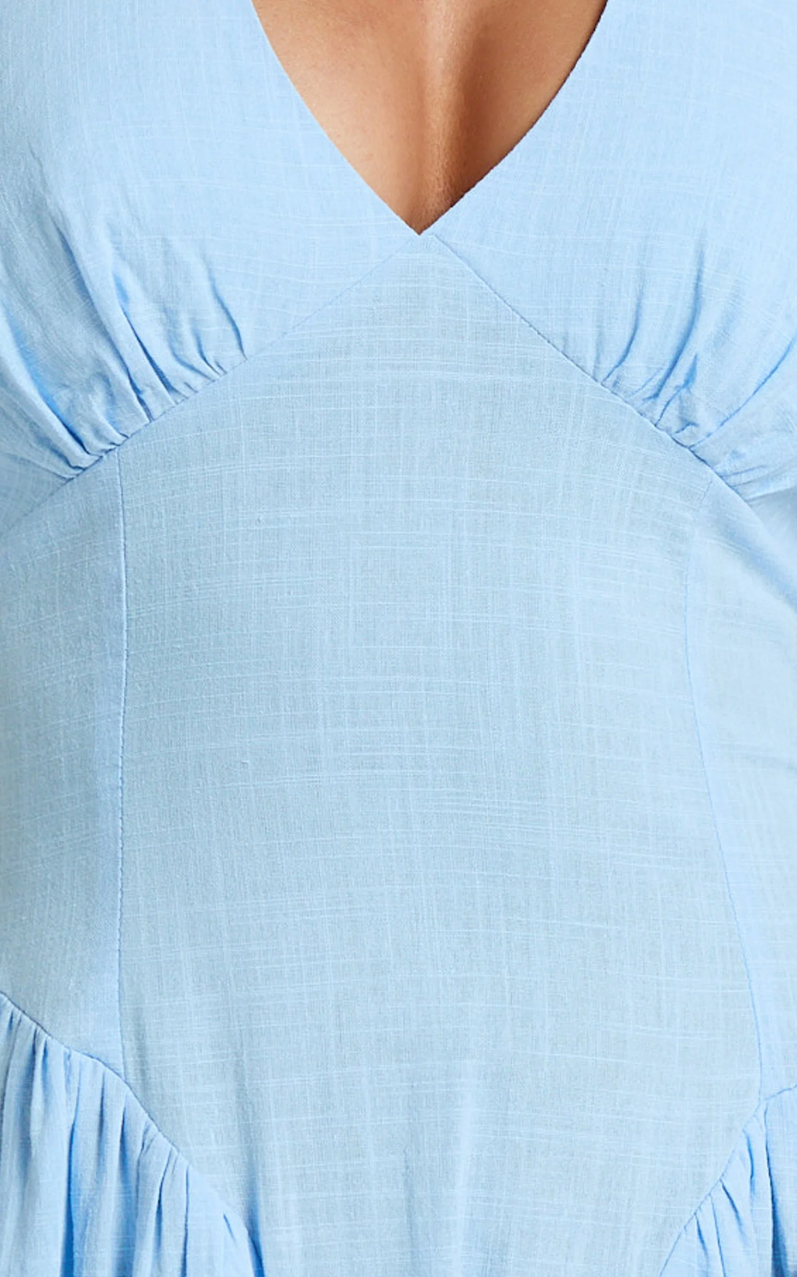 Athena Midi Dress - Halter Drop Waist Dress in Blue