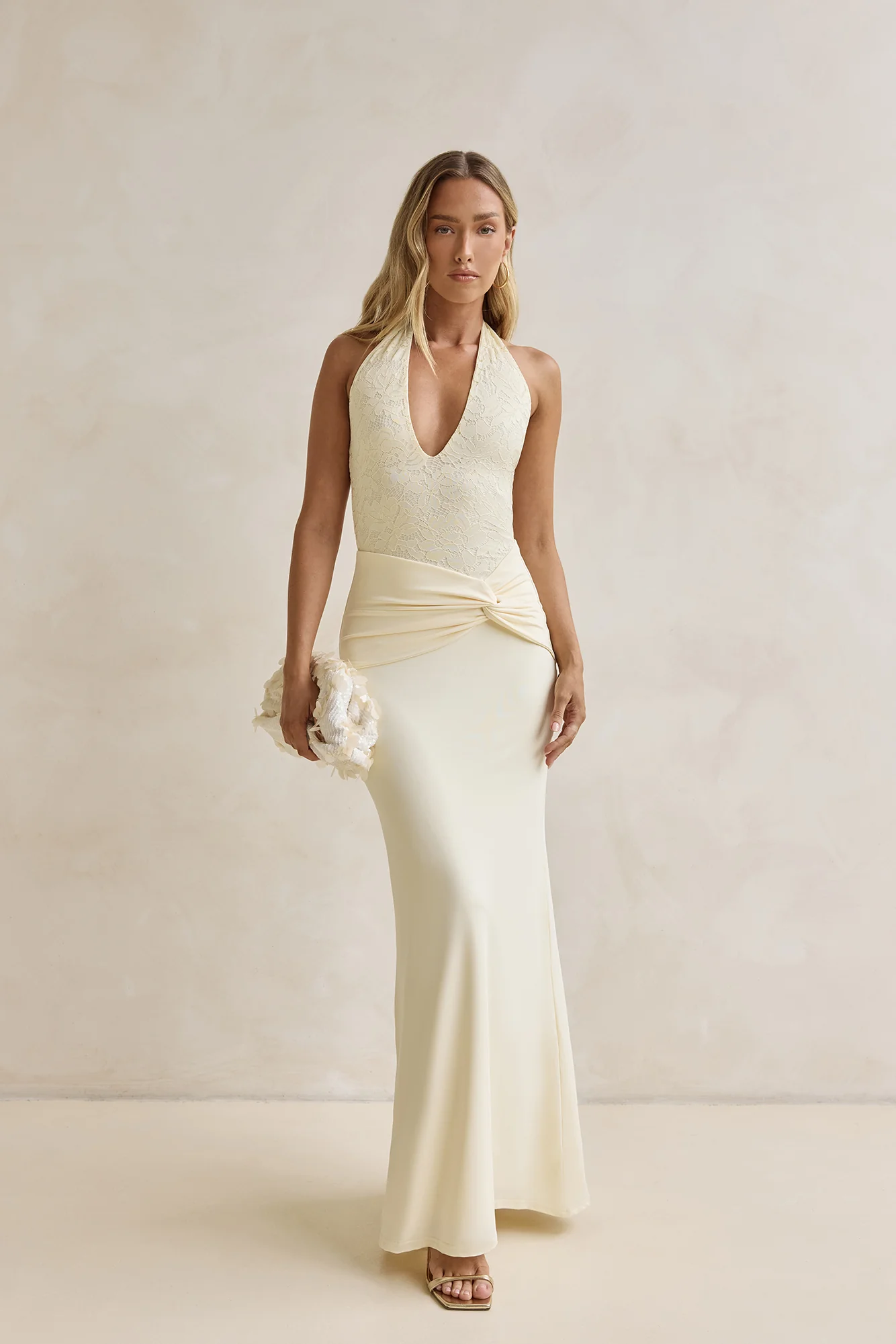 Seaside Glow Halter Maxi Dress Yellow - luluinthesky