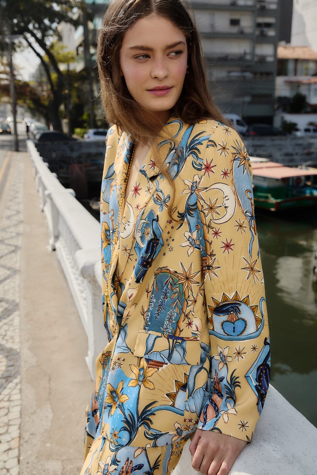 Sand Mystical Notched Lapel  Blazer