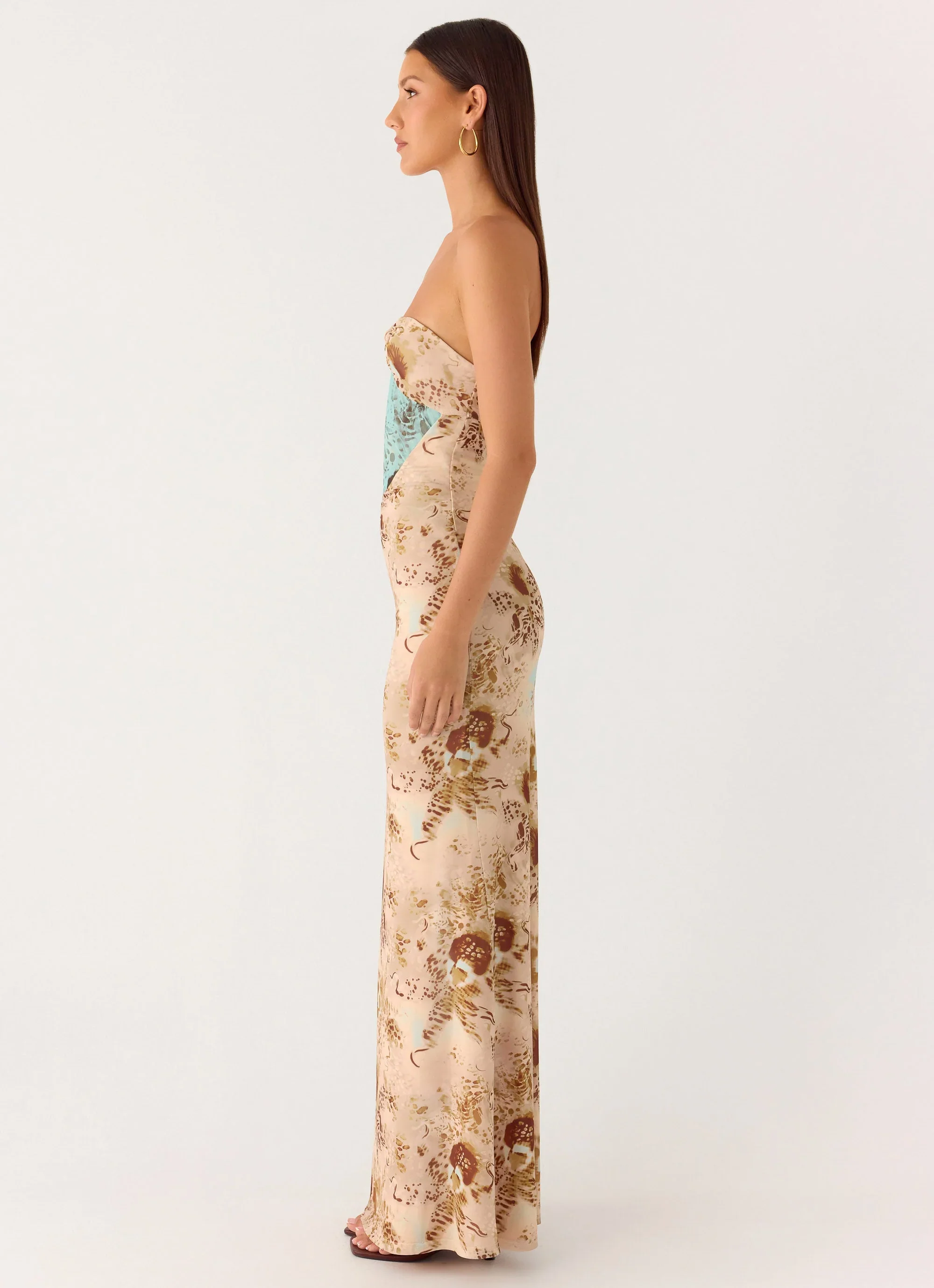 React Strapless Maxi Dress - Desert Blur