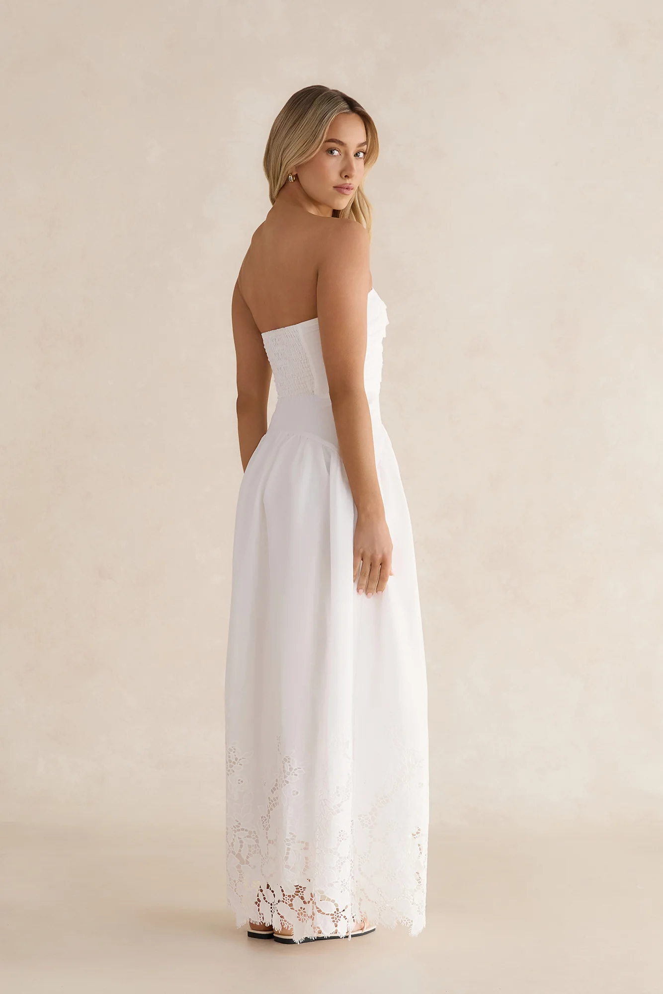 Delicate Dreams Strapless Maxi Dress White