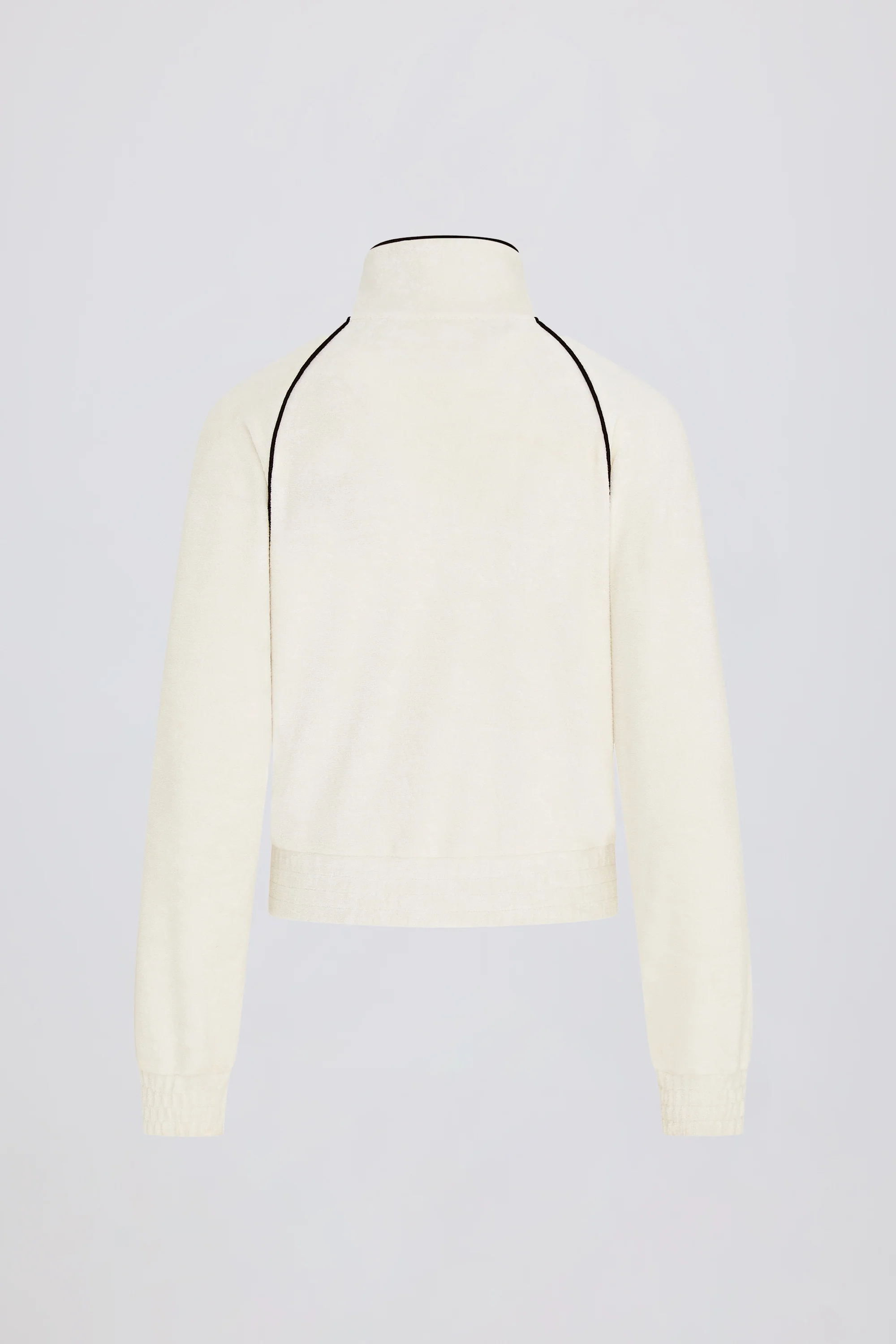 Terry Towelling Zip-Up Cropped Sweatshirt in Ivory