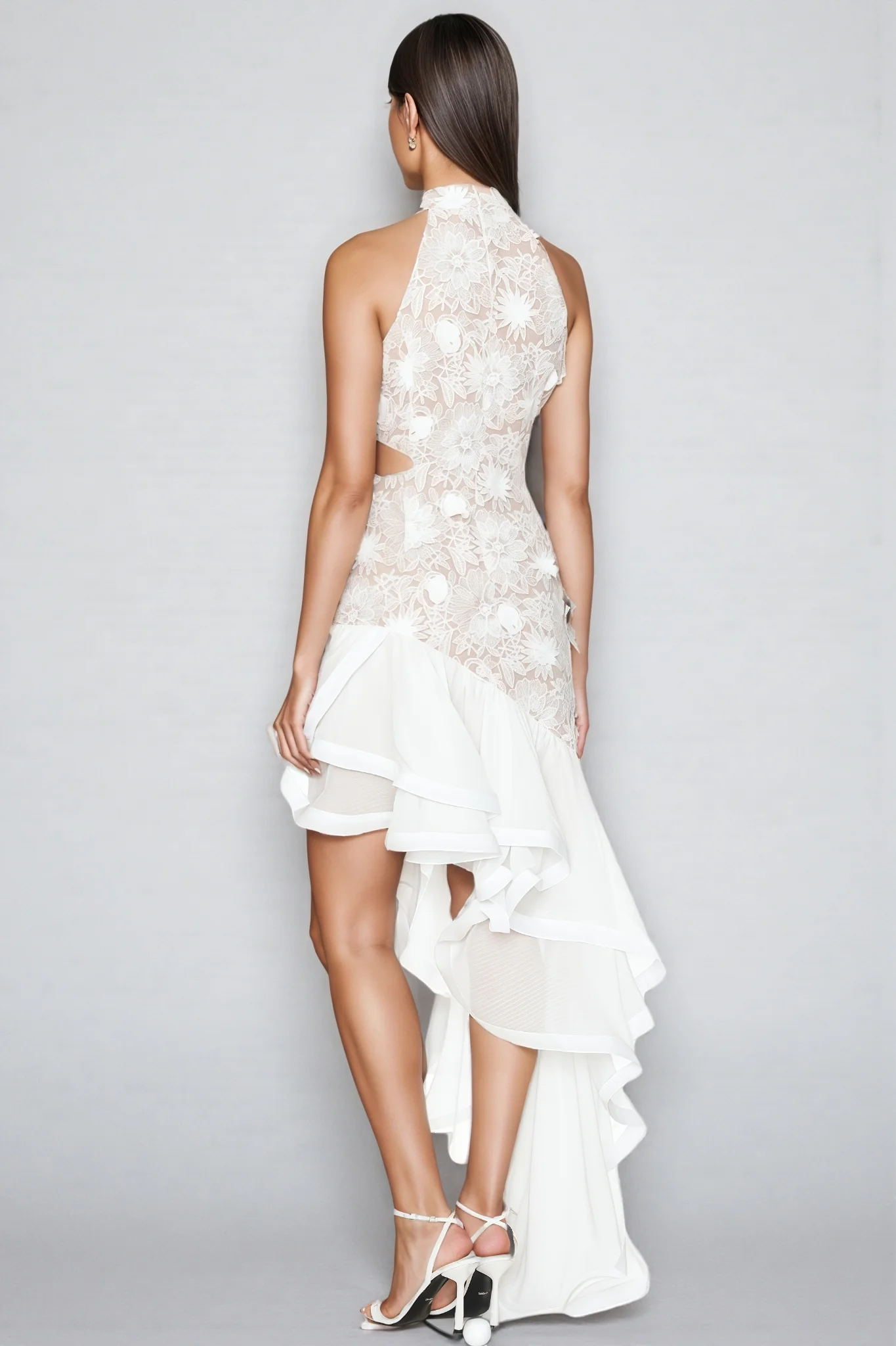 Fable Ruffle Embroidered Waist Maxi Dress
