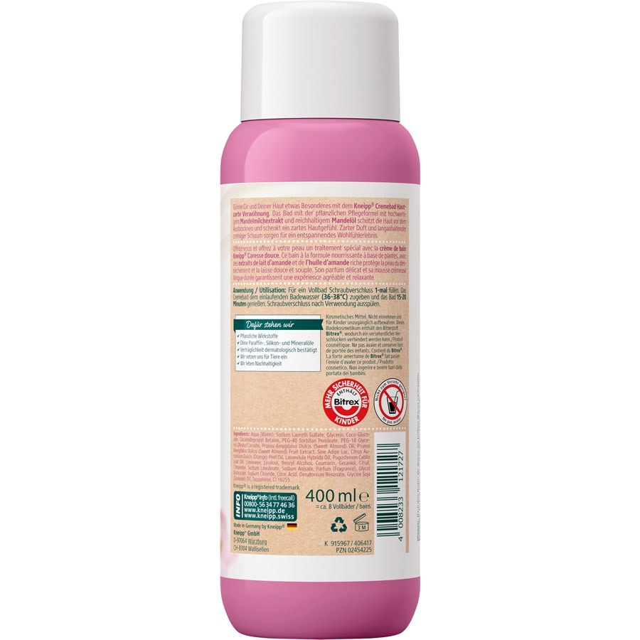 Kneipp Pianka i krem do kąpieli Kremowa kąpiel rozpieszczająca skórę