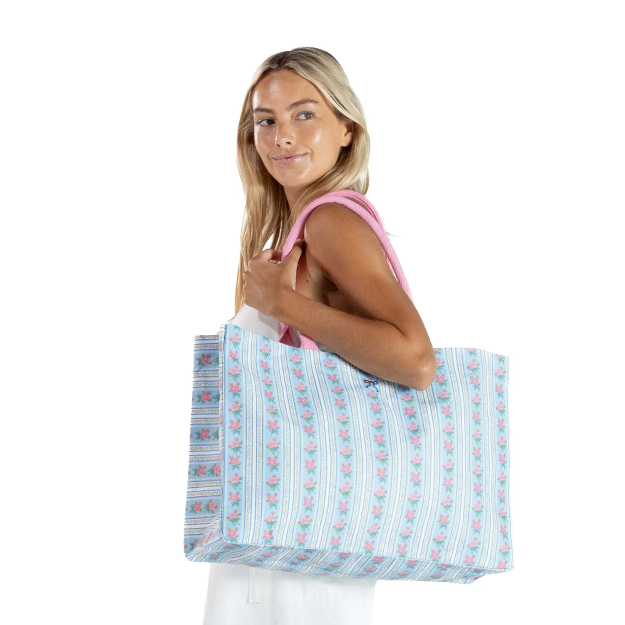 Rose Stripe Oversized Canvas Tote - luluinthesky