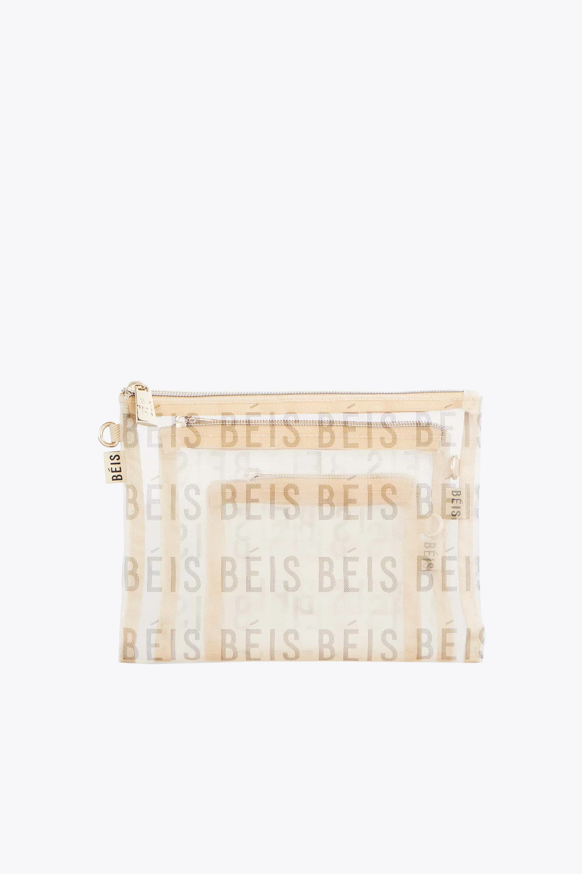 BEIS 'The Mesh Pouch Trio in Beige