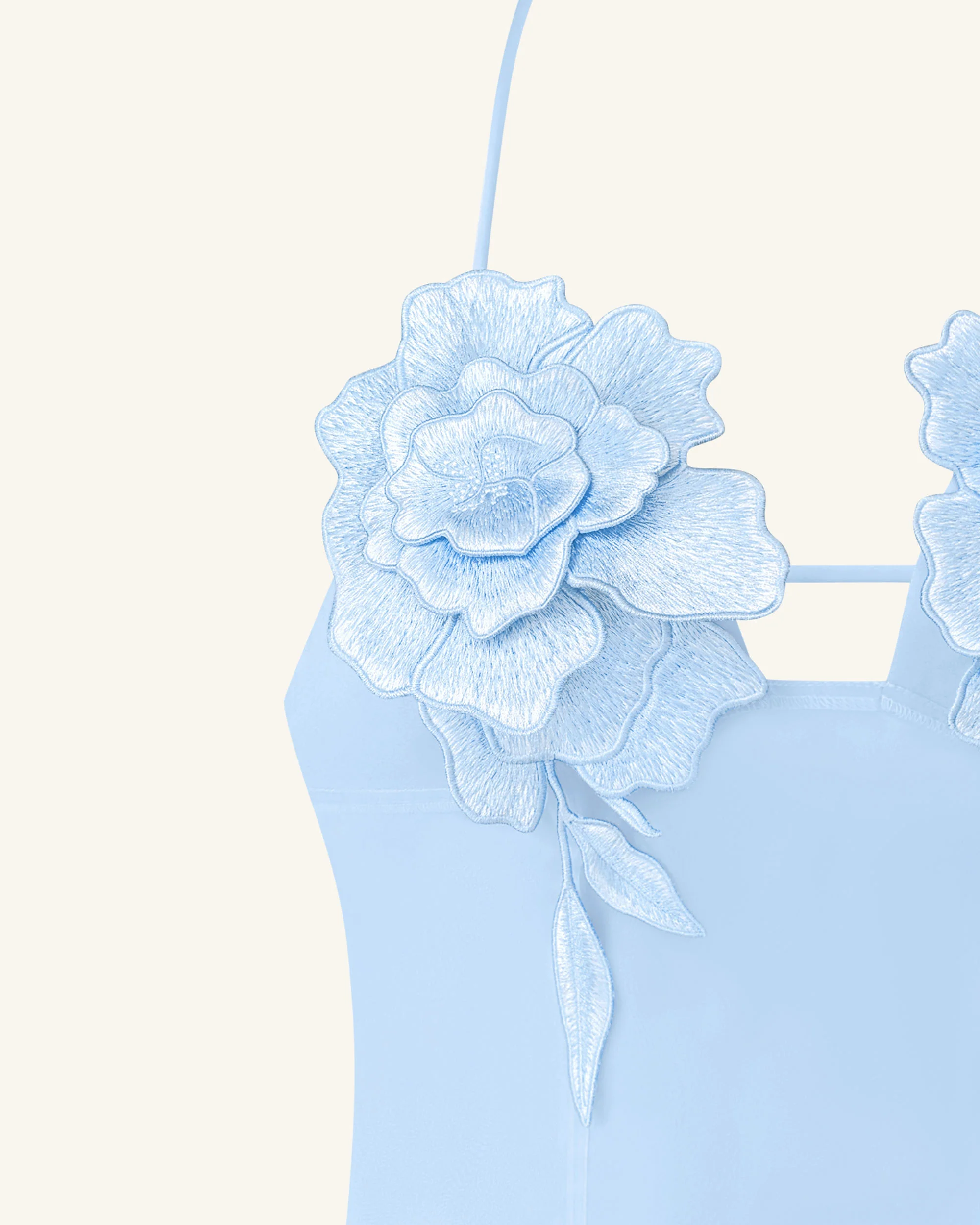 Flower Embroidered Mini Dress - Blue - FASHION NOB