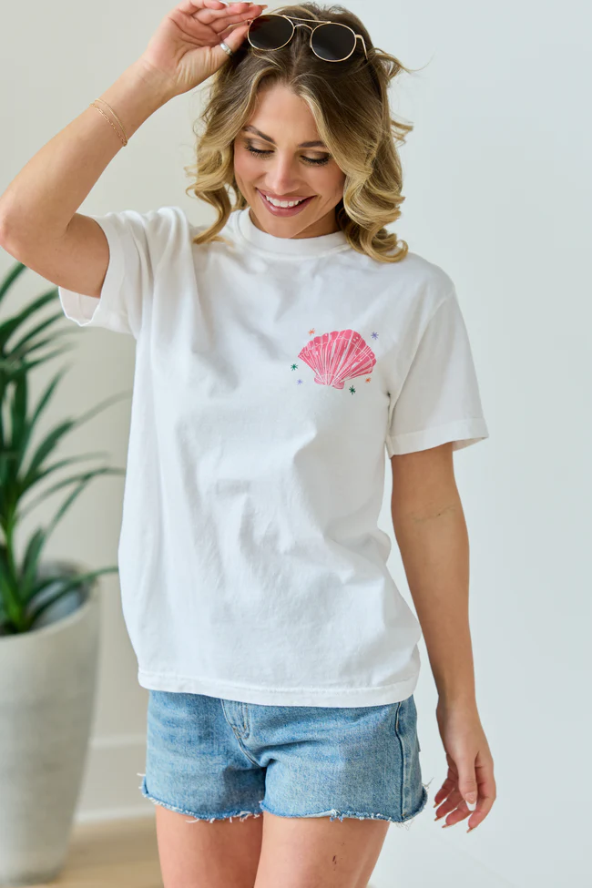 The Sea Is Calling White Graphic Tee