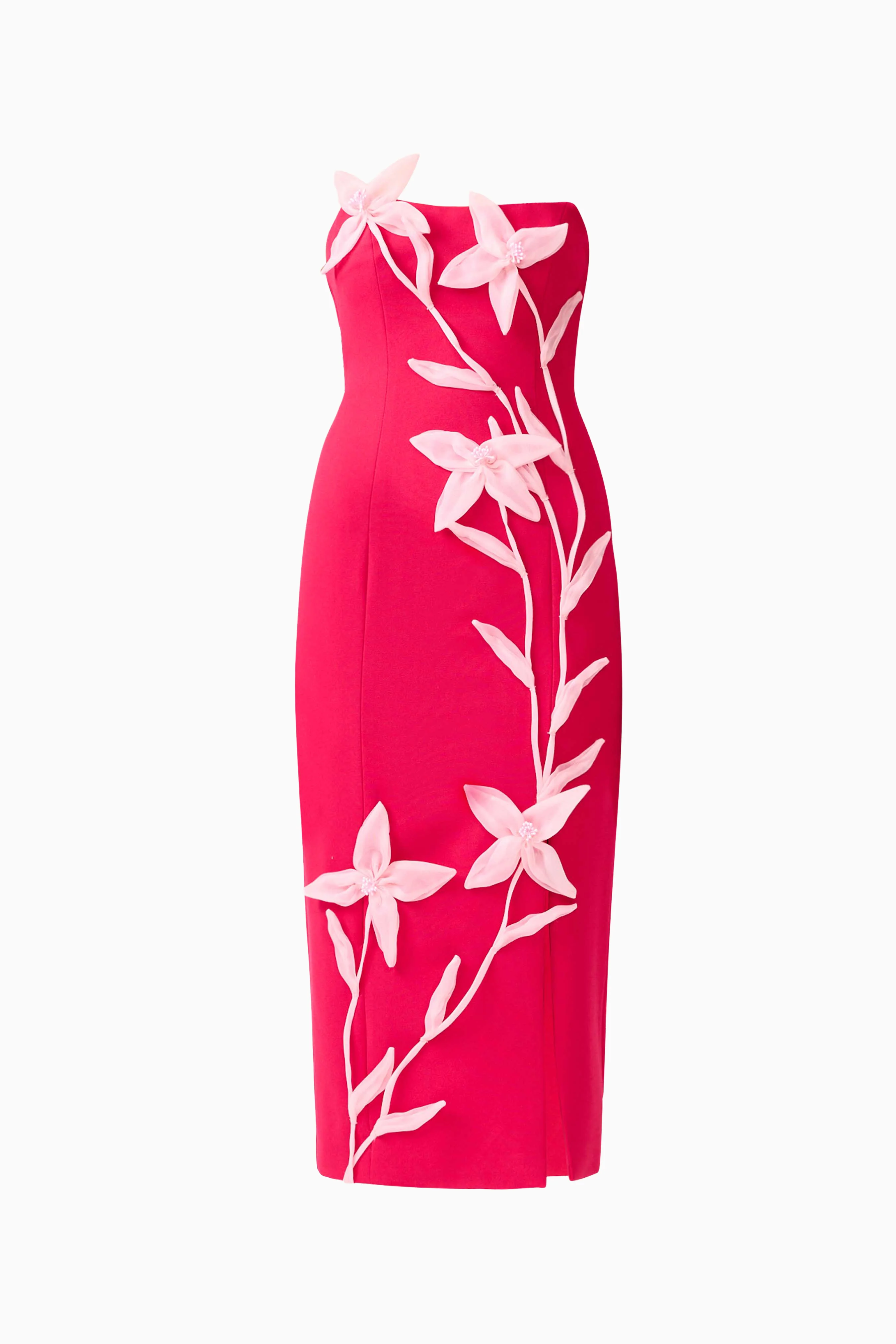 Ilaria Strapless Midi Dress in Red