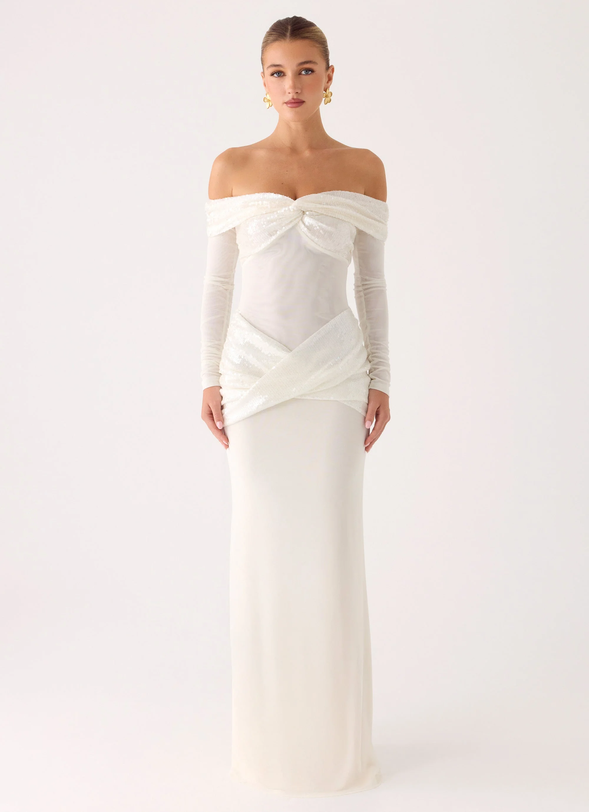 Over To You Sequin Maxi Dress - White - luluinthesky