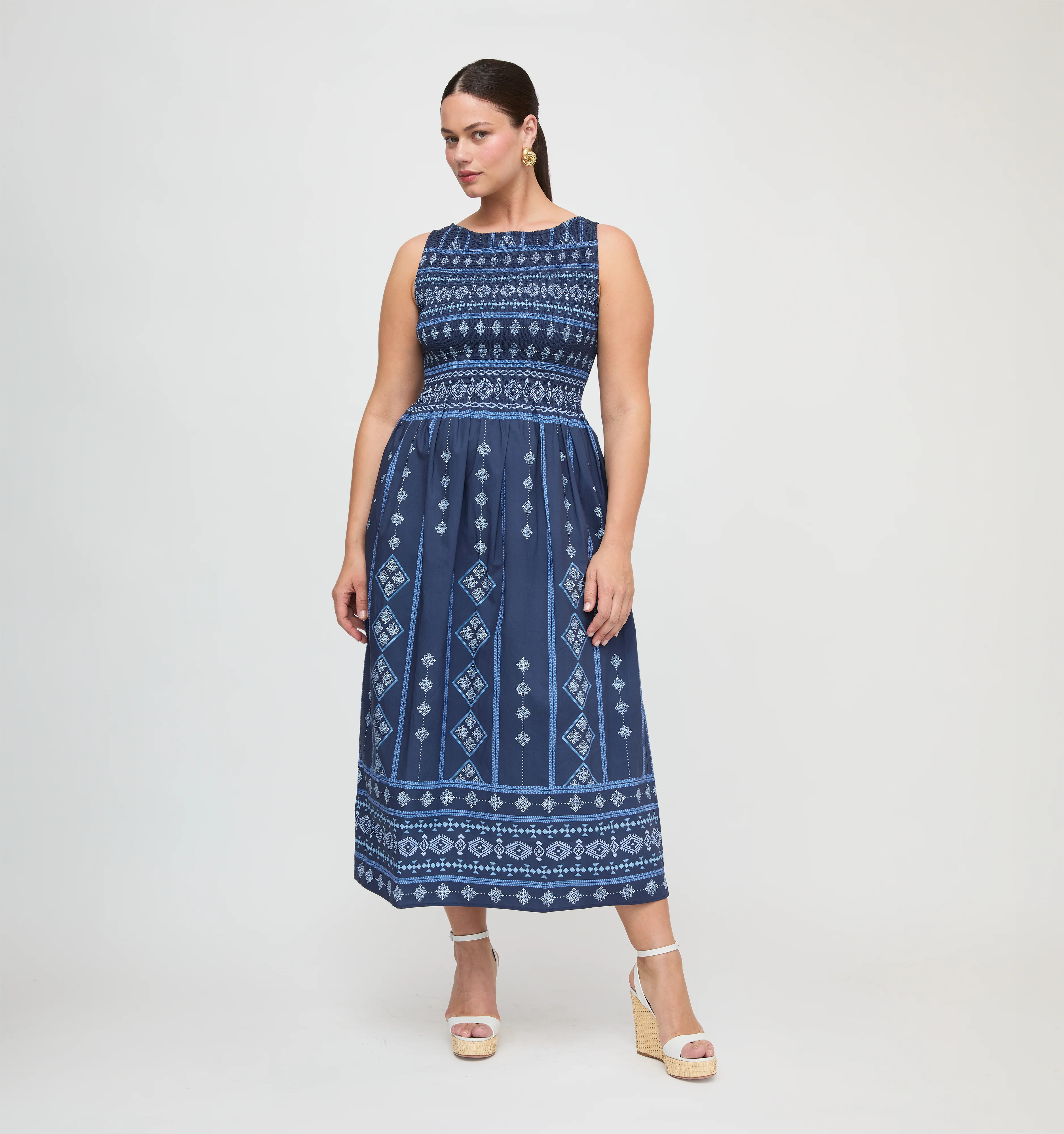 The Cosima Nap Dress - Navy Diamond Batik