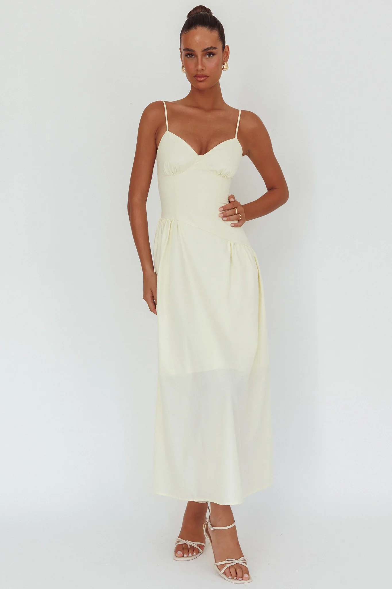 Honey Baby Diagonal Waist Maxi Dress Butter