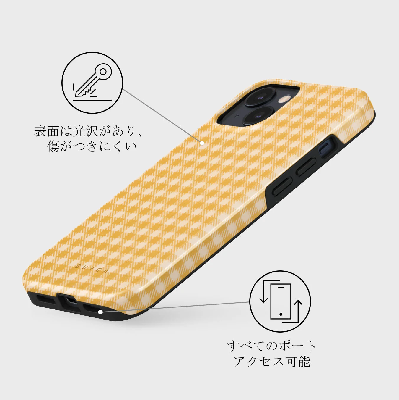 Tuscan Sun - Yellow Plaid iPhone 13 Mini ケース
