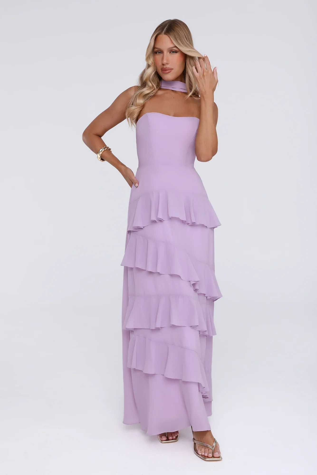 Sunset Reverie Strapless Maxi Dress Lilac