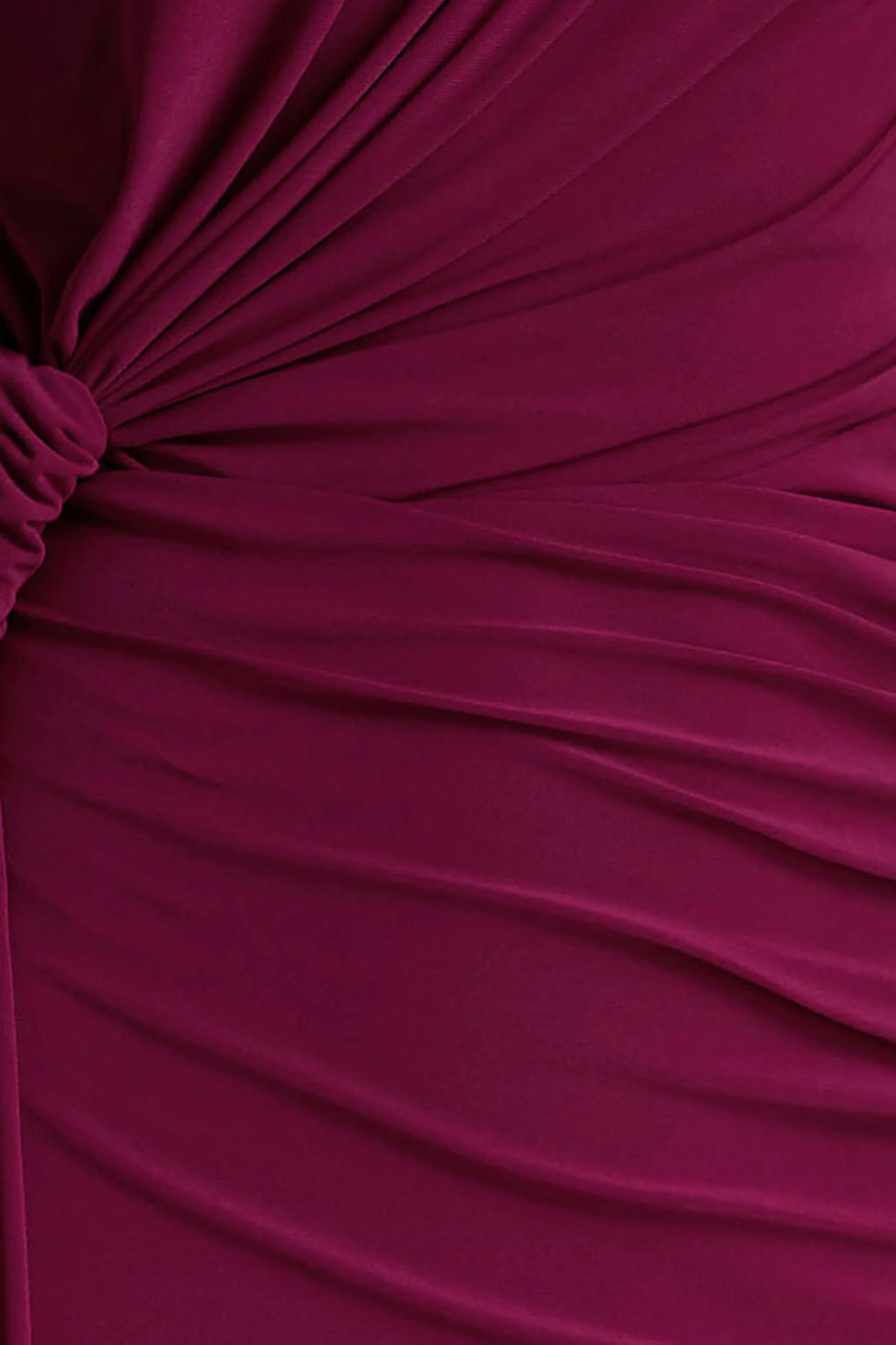 Solene | Burgundy High-Neck Maxi Dress With Wrap And Drape Detail