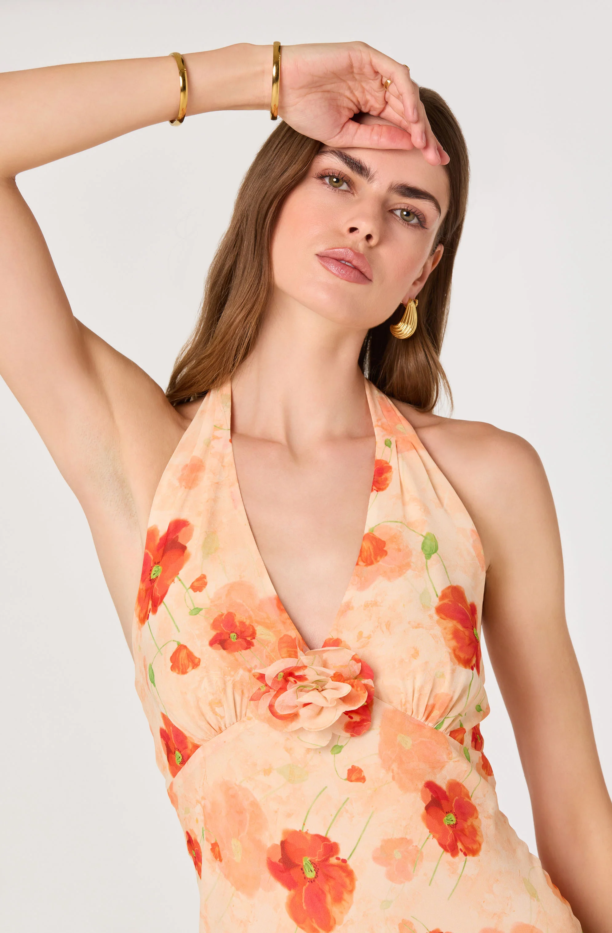 Yasmeen Floral Halter Godet Maxi Dress