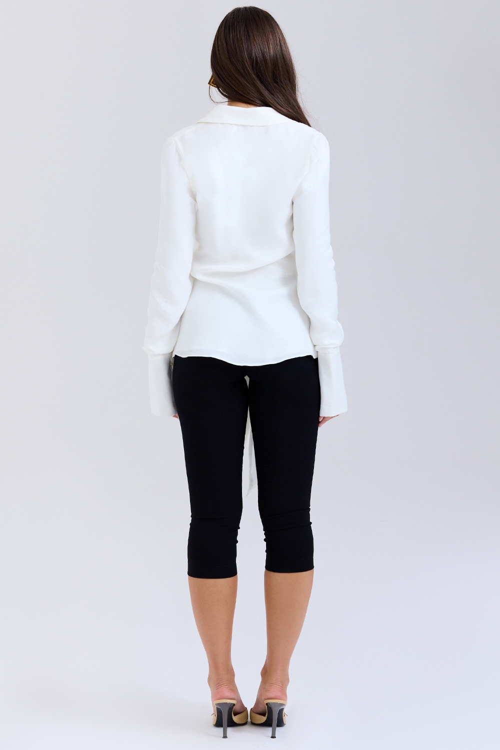 White Draped Tie Front Shirt