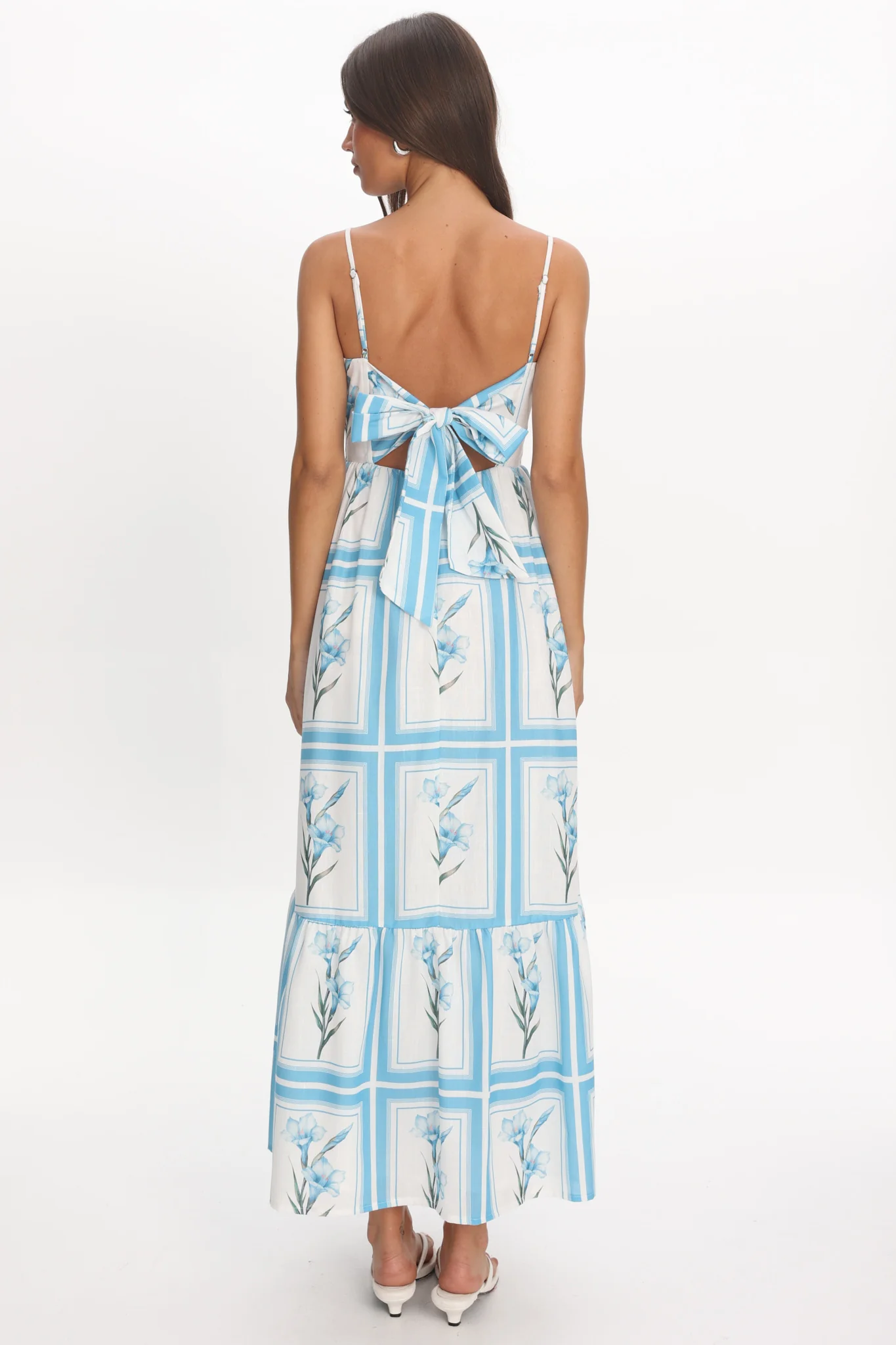 Newbury Bow Back Maxi Dress Floral Blue