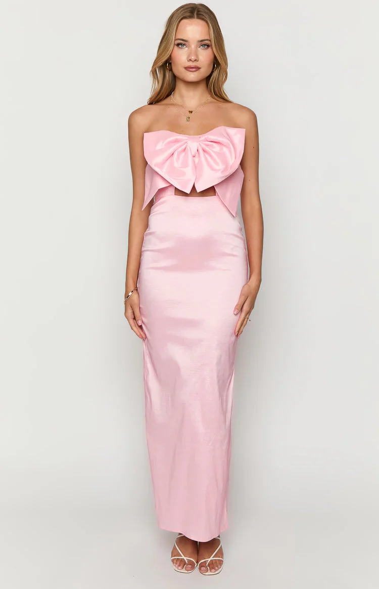 Viar Pink Bow Maxi Dress
