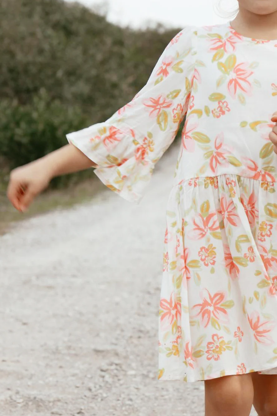 HELLO MINI Twirling In Tulips Dress White - luluinthesky