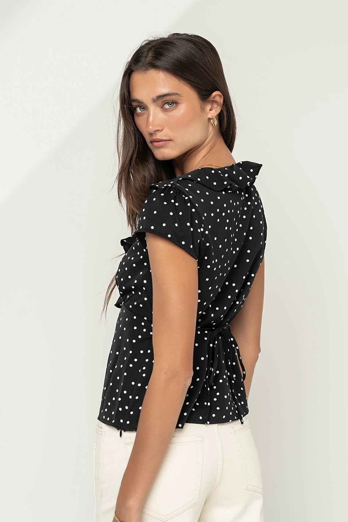 Lylah Polka Dot Top in Black