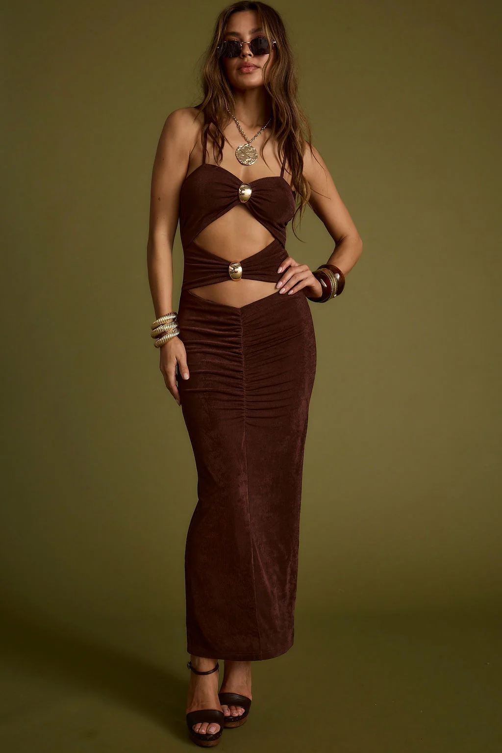 Elena Brown Slinky Dress