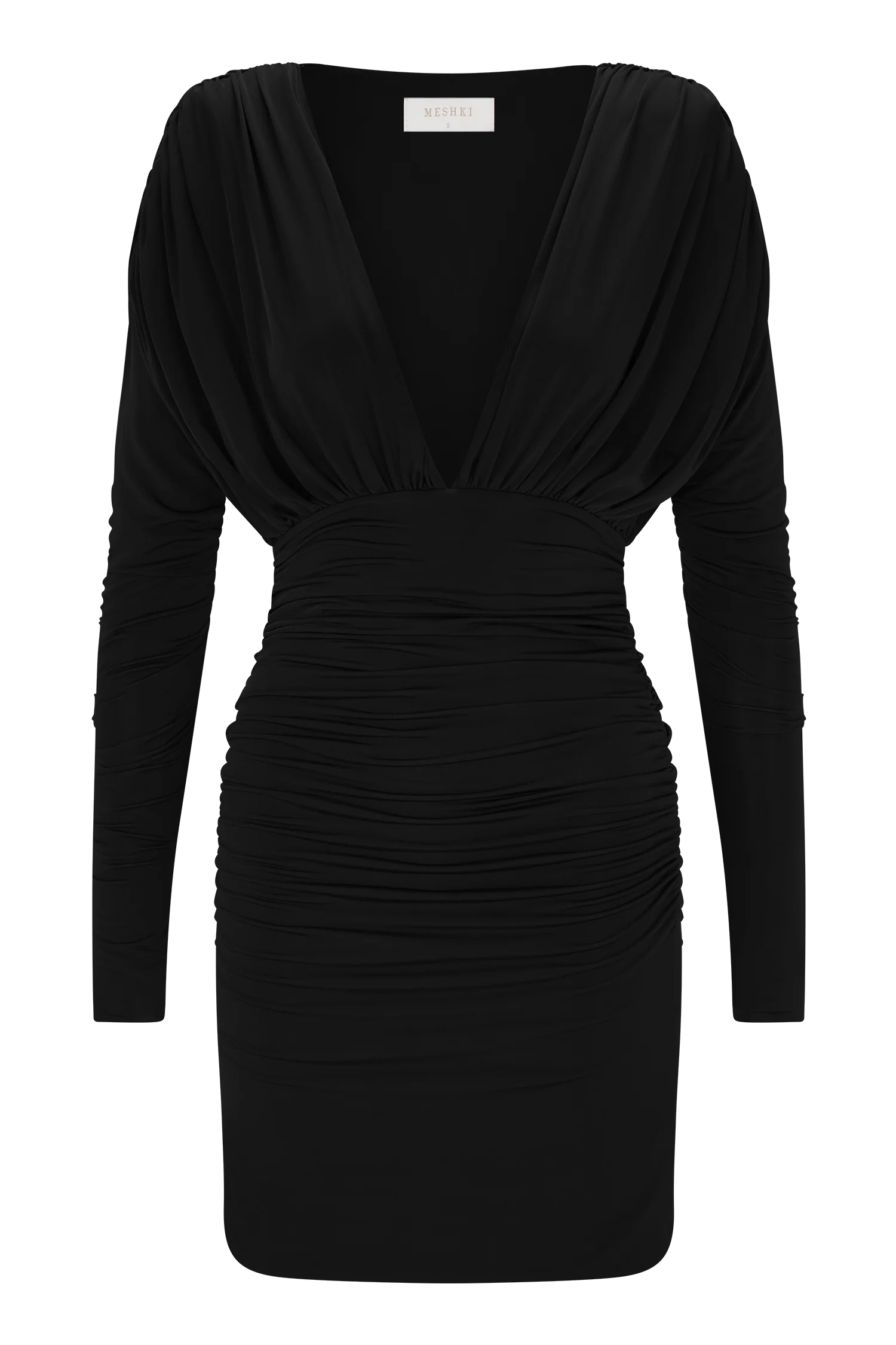 Hayden Long Sleeve Plunge Mini Dress - Black