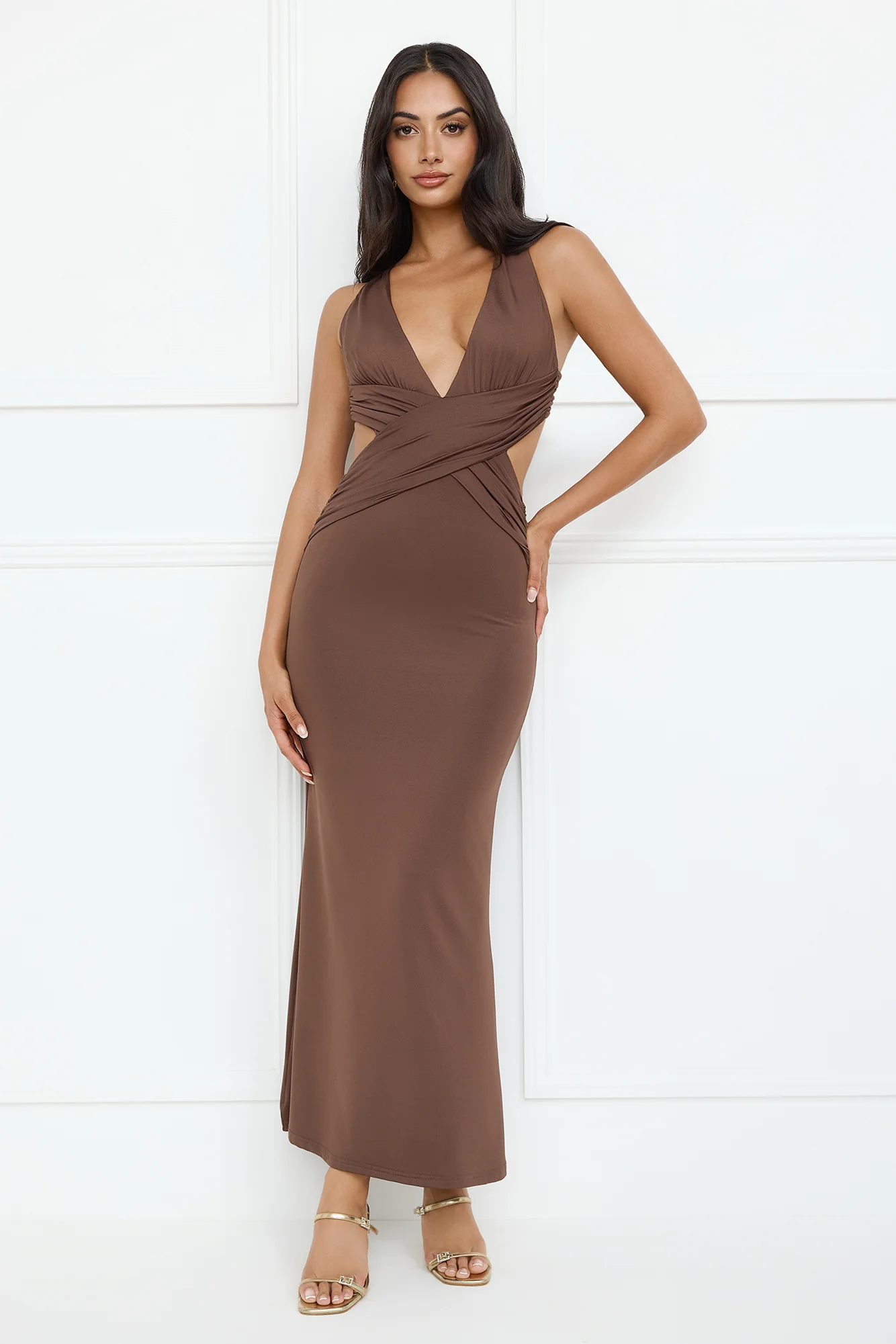 Electric Kiss Maxi Dress Brown