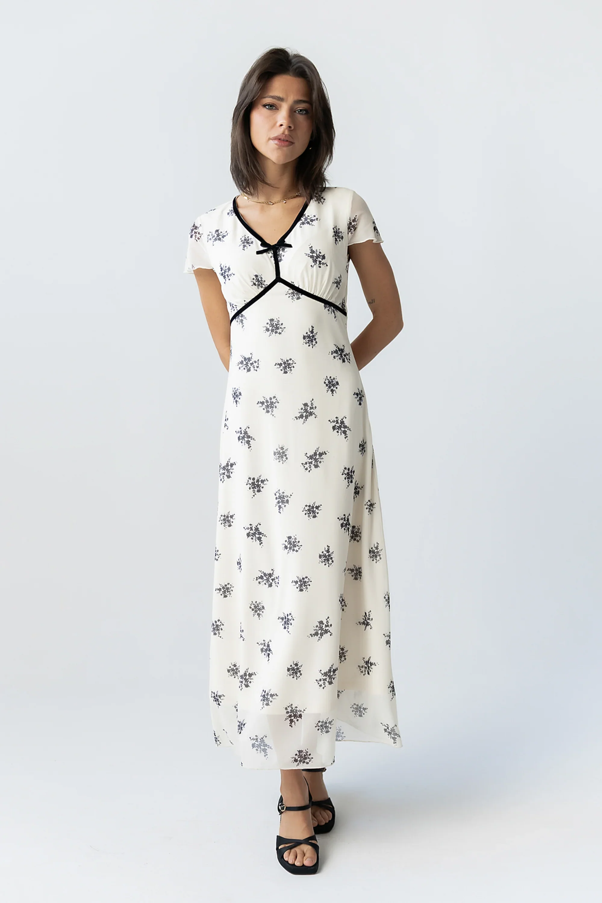 Neo Mesh Maxi Dress in Ivory