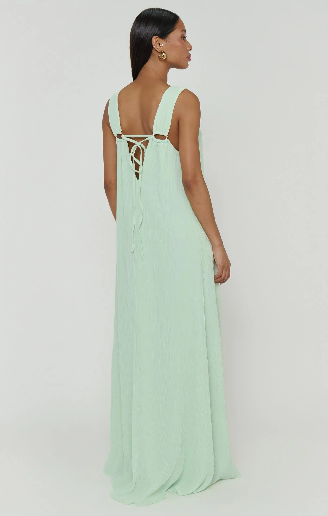 Heidi Maxi Dress ~ Pistachio Pleated Chiffon