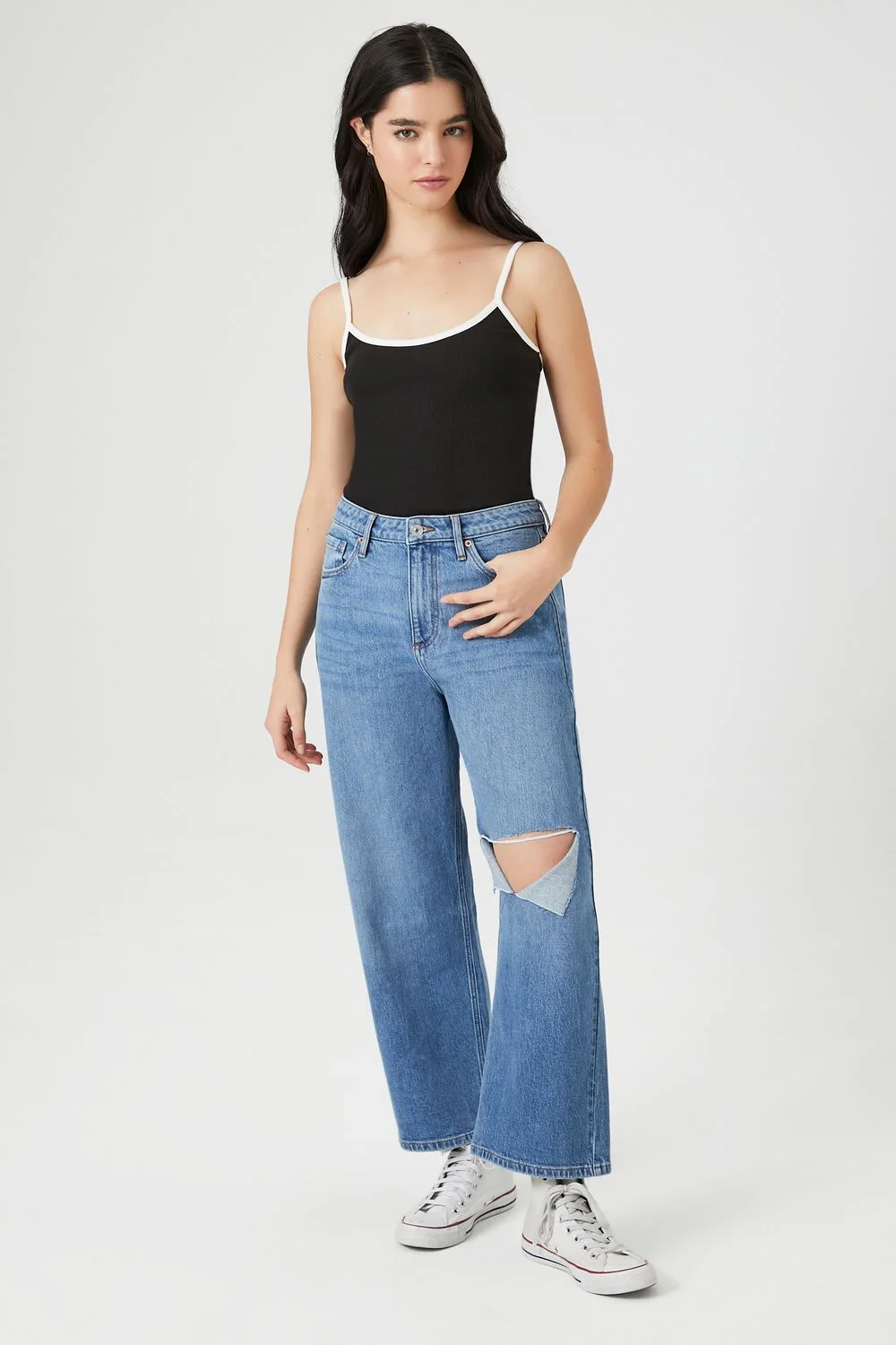 Ribbed Knit Ringer Cami Bodysuit