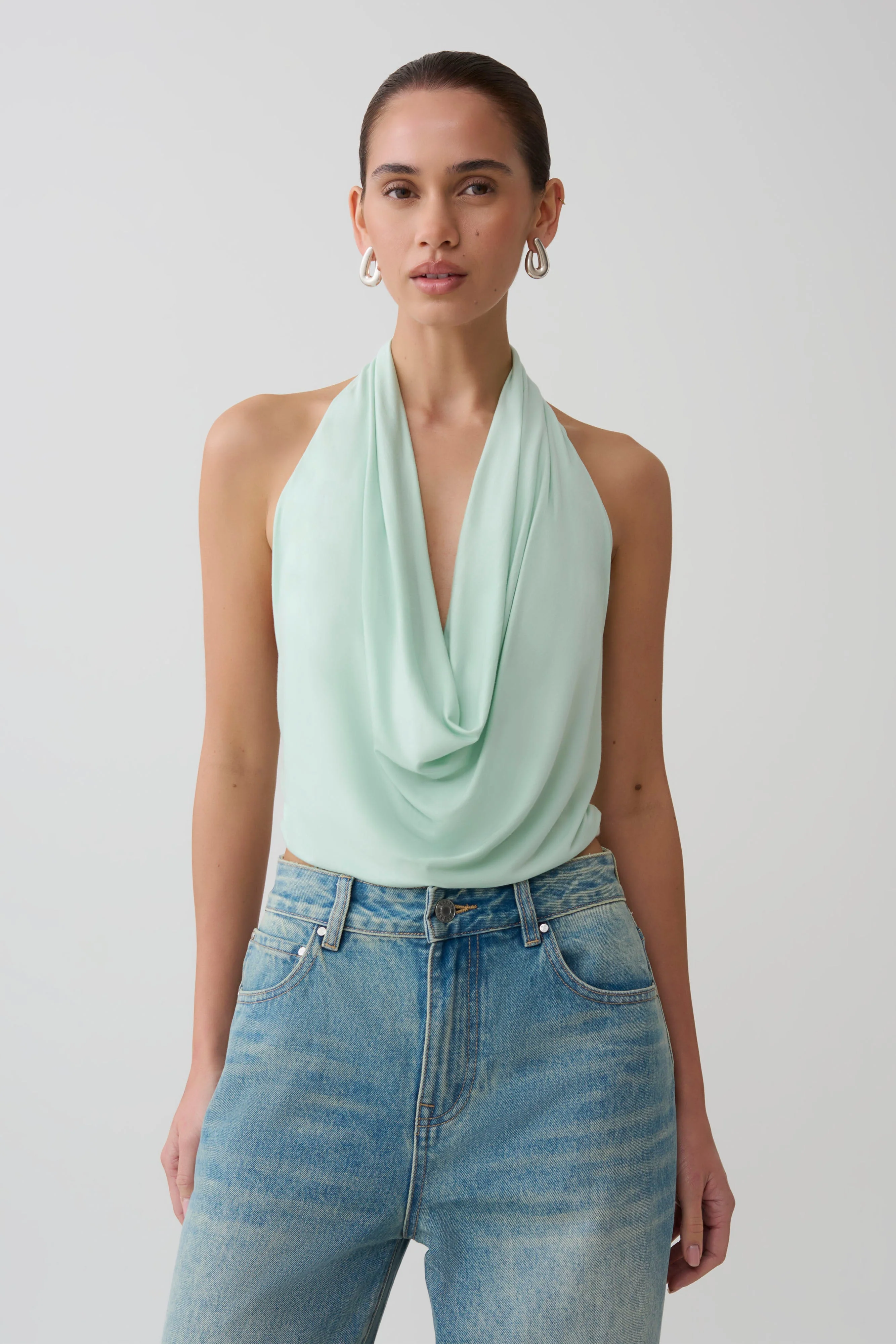 Huyen Cowl Front Modal Top - Mint
